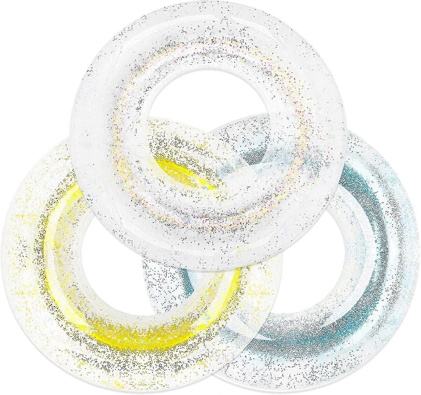 Polita Inner Tubes For Pool Adult, Swimming Tube With Confetti Glitter, Summer Pool Transparent Inflatable Tubes For Adults Kids (gold+multicolor+blue