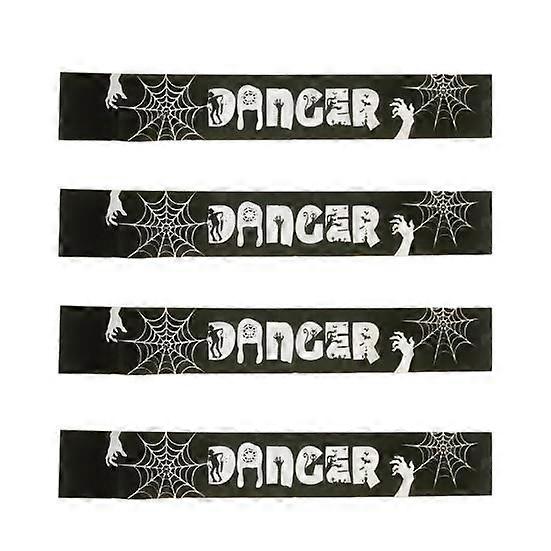 4 Pcs Halloween Caution Tape Bundle Spooky Warning Decoration Strip Halloween Themed Printed Tape for Haunted Houses Parties Outdoor Decorations