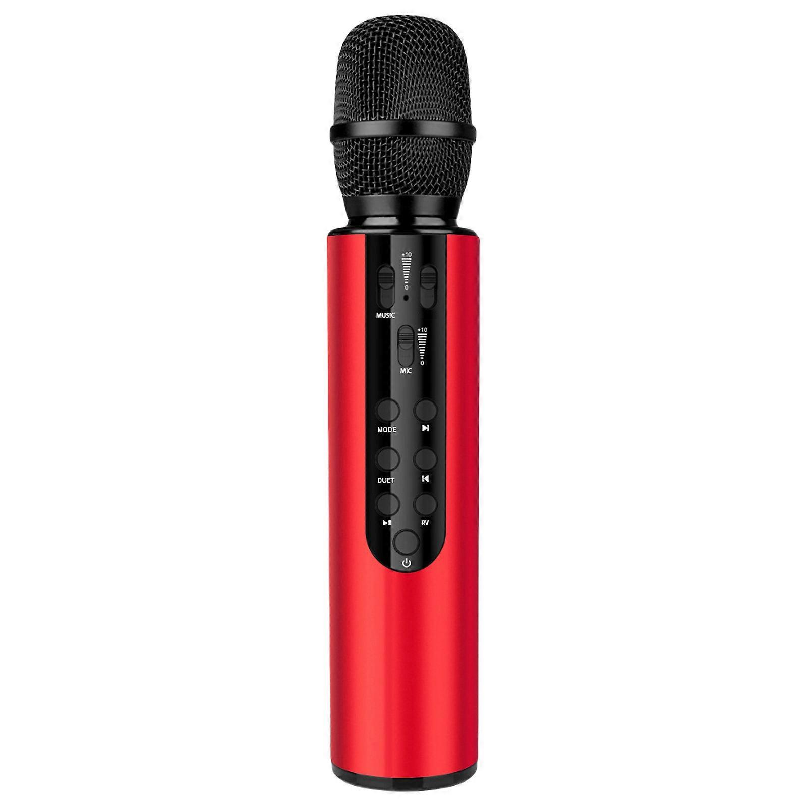 Wireless Microphone K3 Home Entertainments Handheld Microphone Speakers 2 in 1 Home Auditory Dynamic Microphones 2000mAh Red