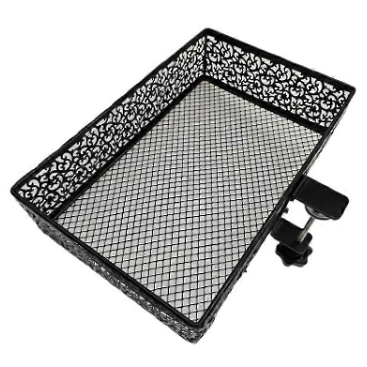 Under Desk Storage Organizer Clamp-On Metal Under Desktop Drawer Basket (Fixed Style)-Black