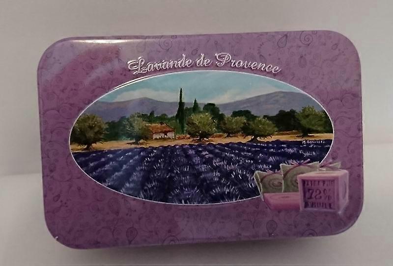 Metal soap tin with lavande de Provence print