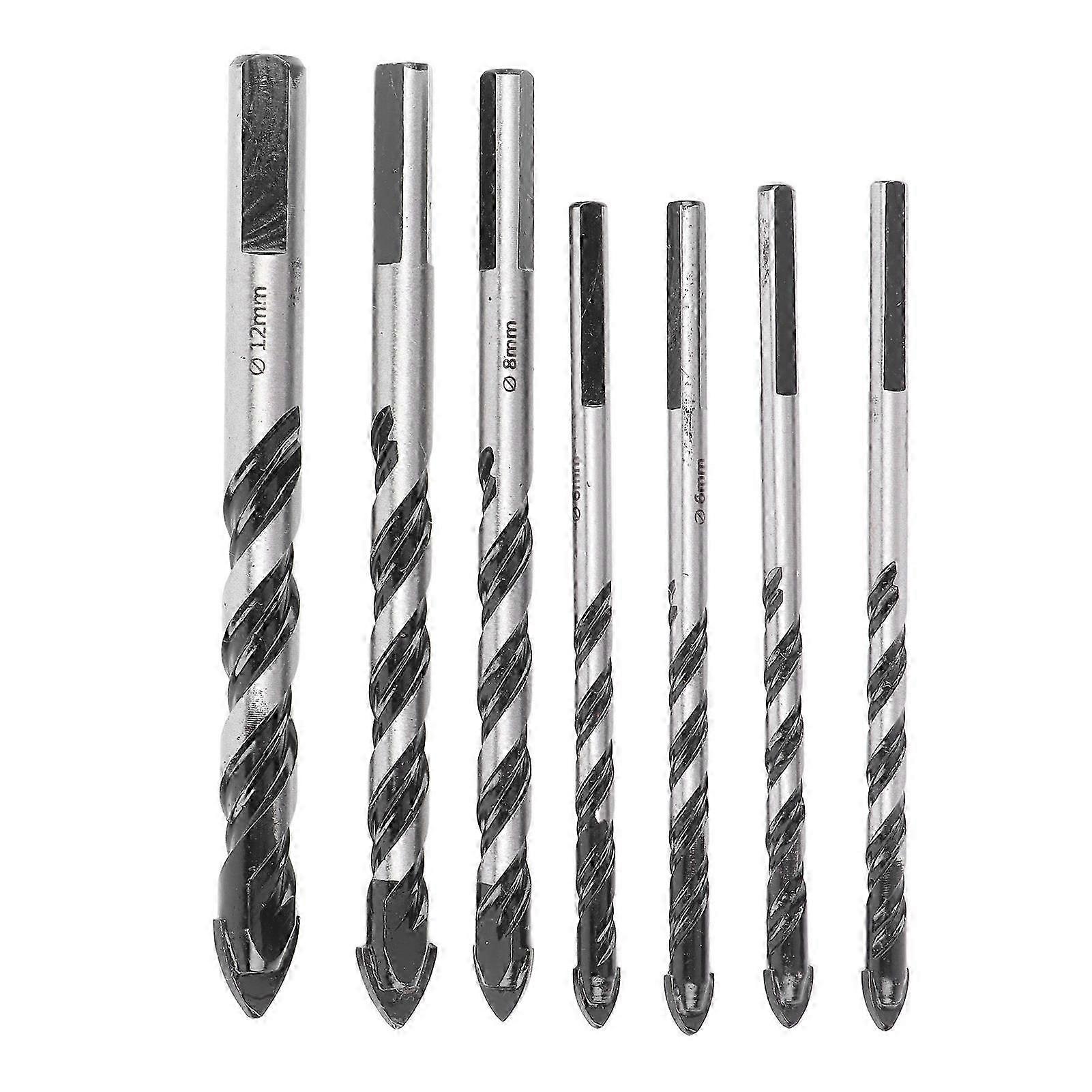 7PCS Twist Drill Bit Set Multifunctional Black Carbide Triangular Twist Drill Bit