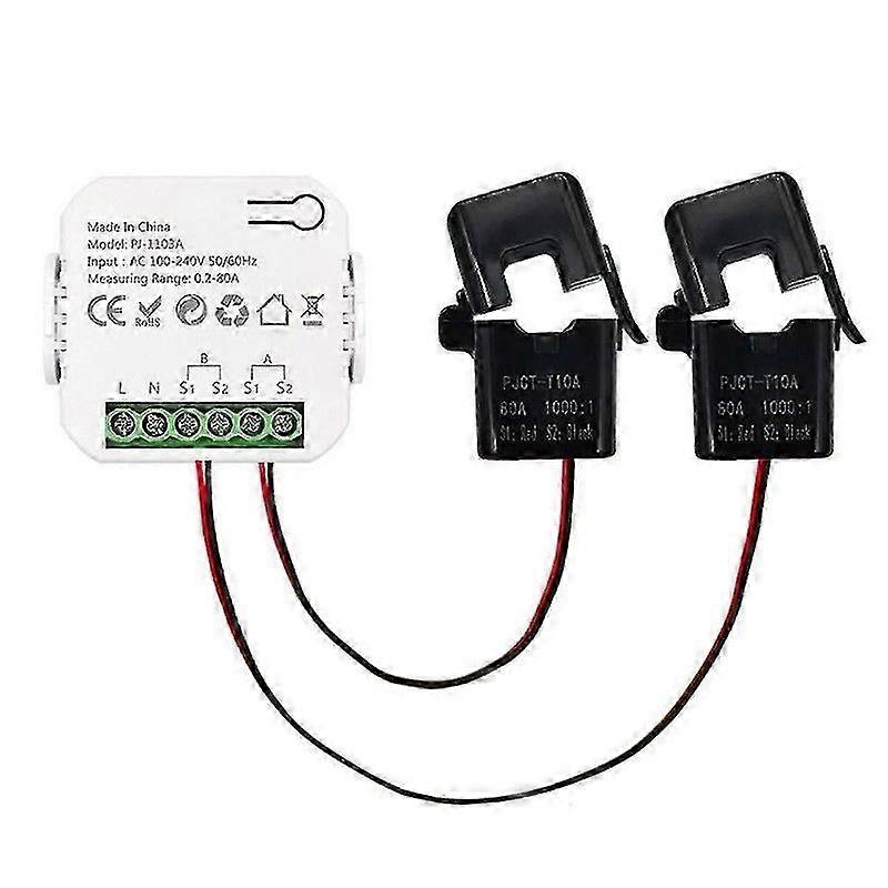 Tuya Smart Wifi Energy Meter Bidirection With Current Transformer App Monitor Power 80a Support Ala