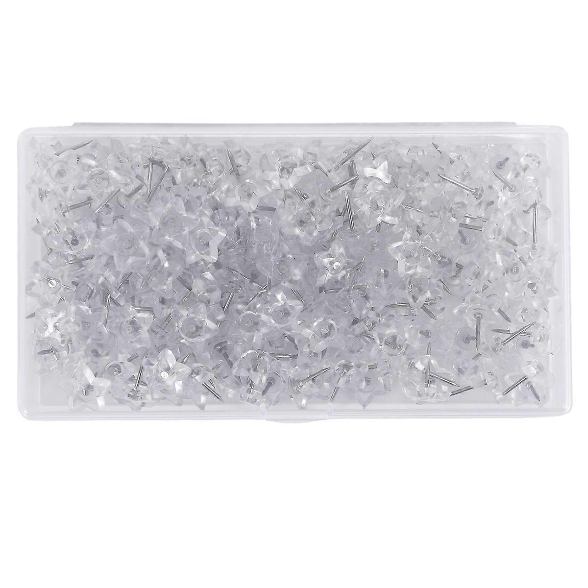 200 Pieces Star Shaped Push Pins Plastic Clear Thumb Tacks