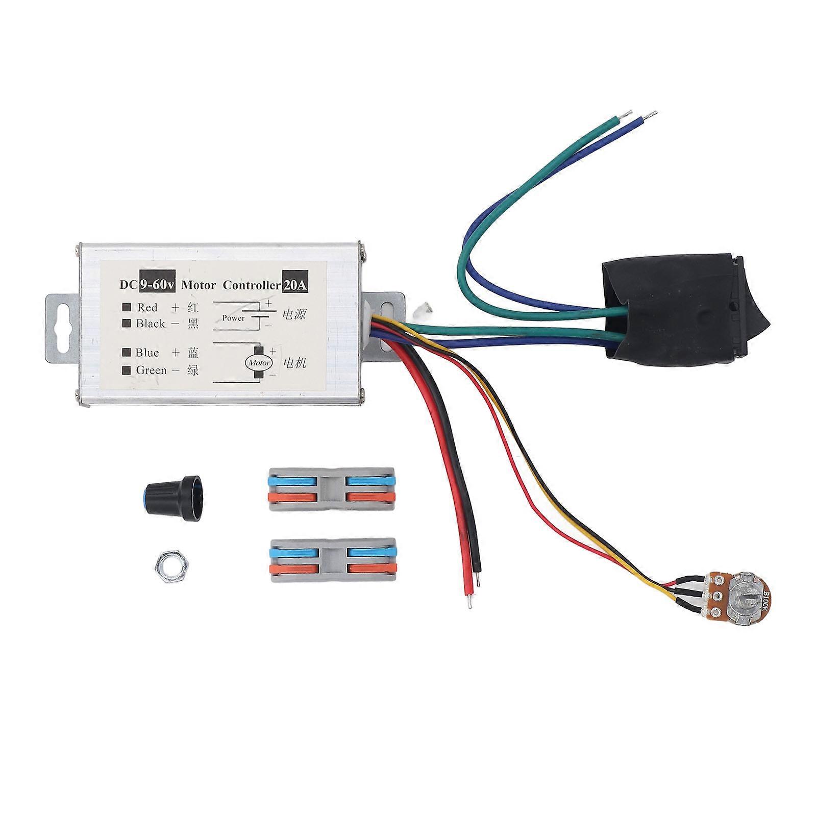 DC Motor Speed Controller 9V 12V 24V 36V 48V 60V PWM Variable Fan Speed Controller with CW CCW Switch for DIY Electric Motors