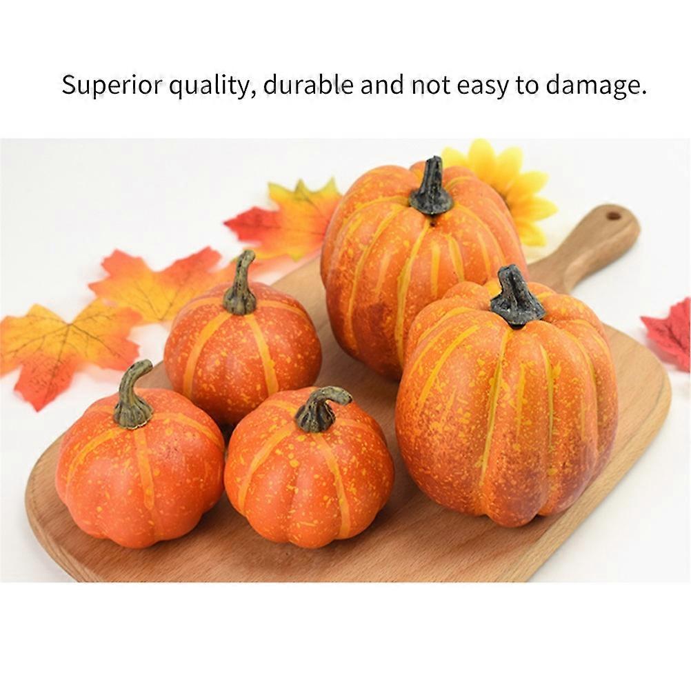 Set of 7 Artificial Pumpkins for Table Decoration, Ideal for Thanksgiving and Halloween