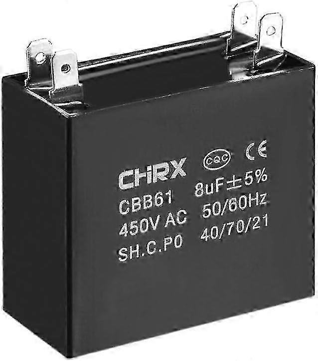 CBB61 Ceiling Fan Capacitor 8uF 450V 47x23x41mm Polypropylene