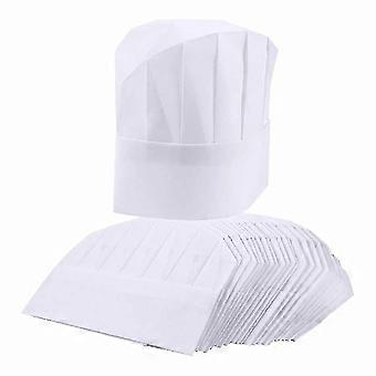 20-Piece Pack of Disposable White Chef Caps 23cm for Professional Use