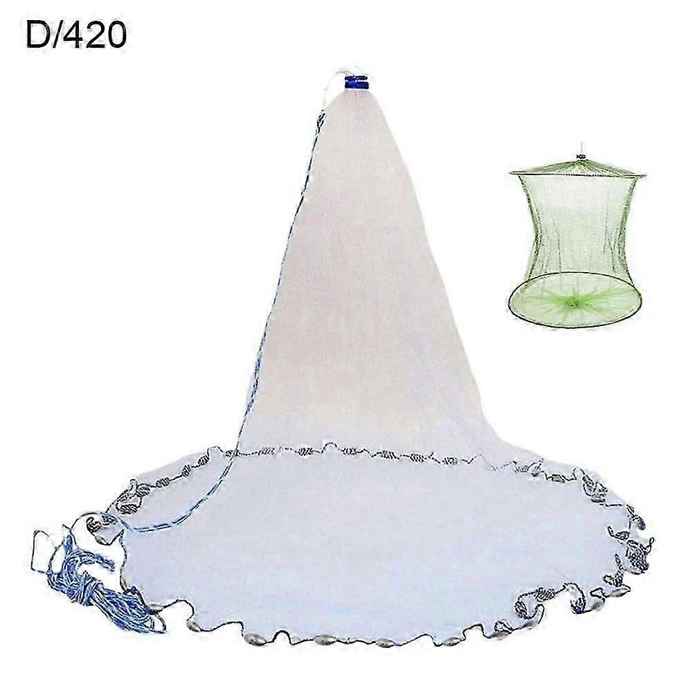Fishing Cast Net Bait Easy Throw Hand Cast Trap Line Mesh+ Sinker Durable-Good