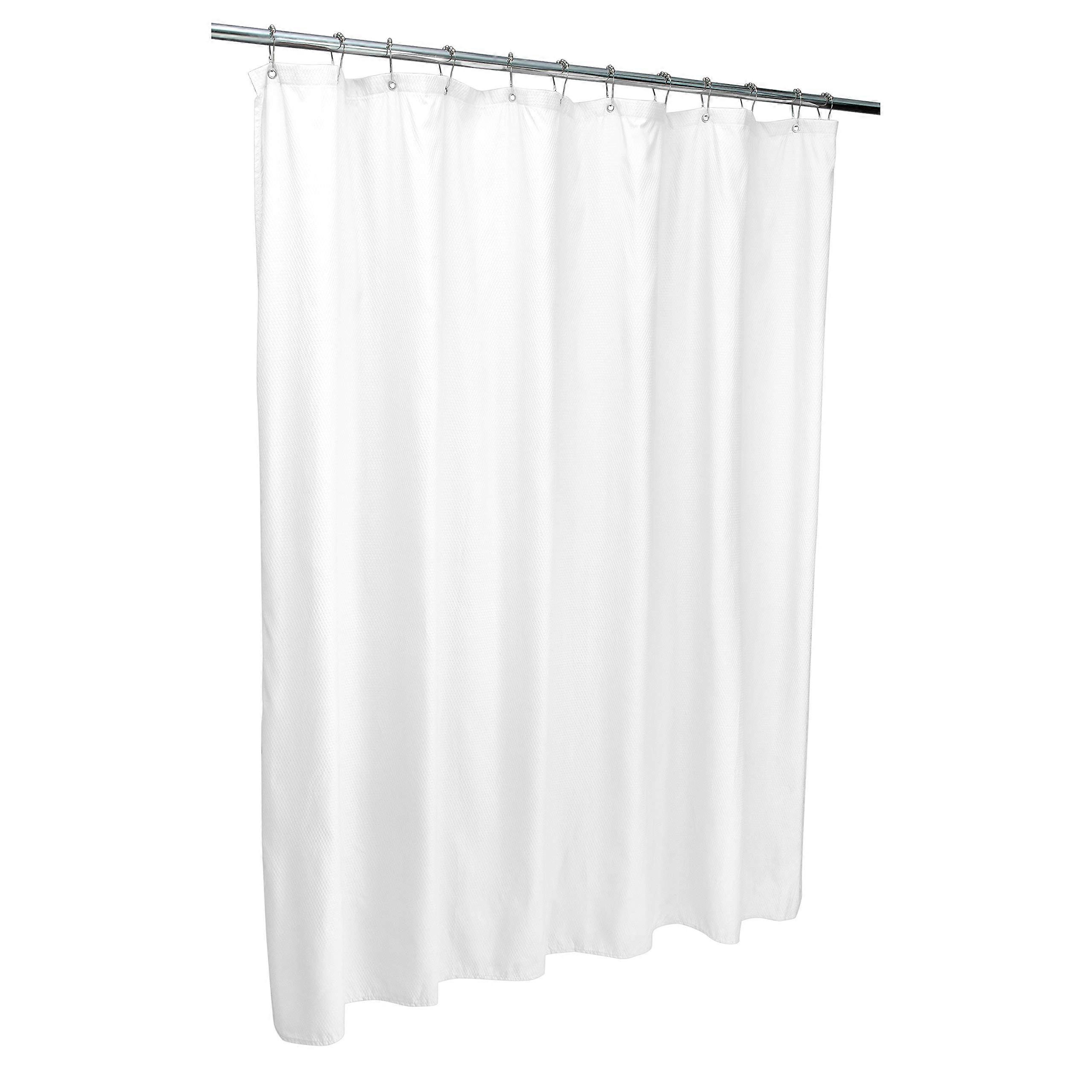 White Microfiber Soft Touch Diamond Pattern Shower Curtain Liner Machine Washable Waterproof 70" x 72"