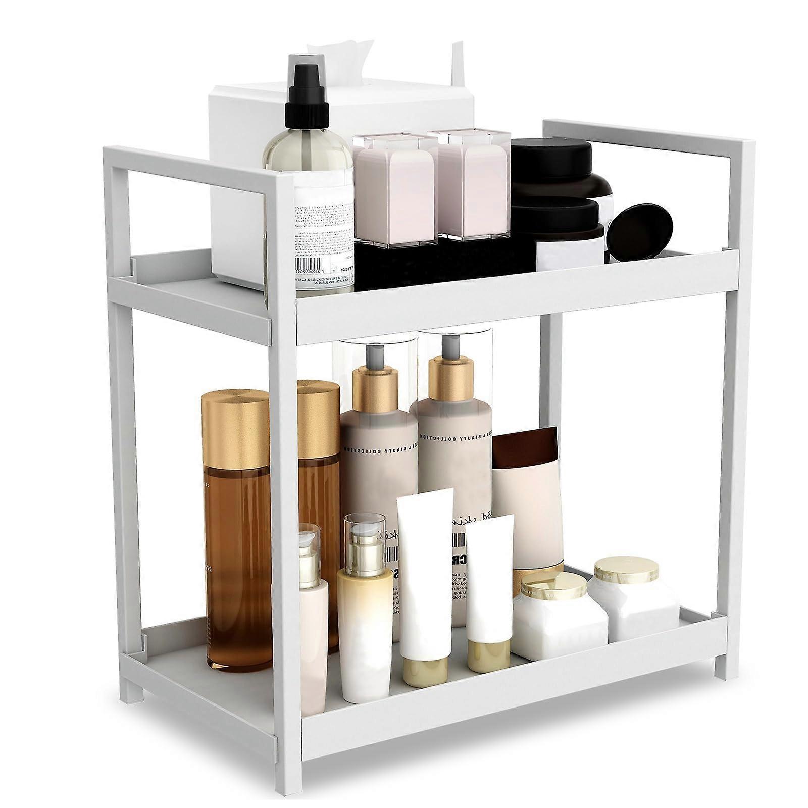 White Bathroom Counter Organizer for Bathroom Storage and Organization