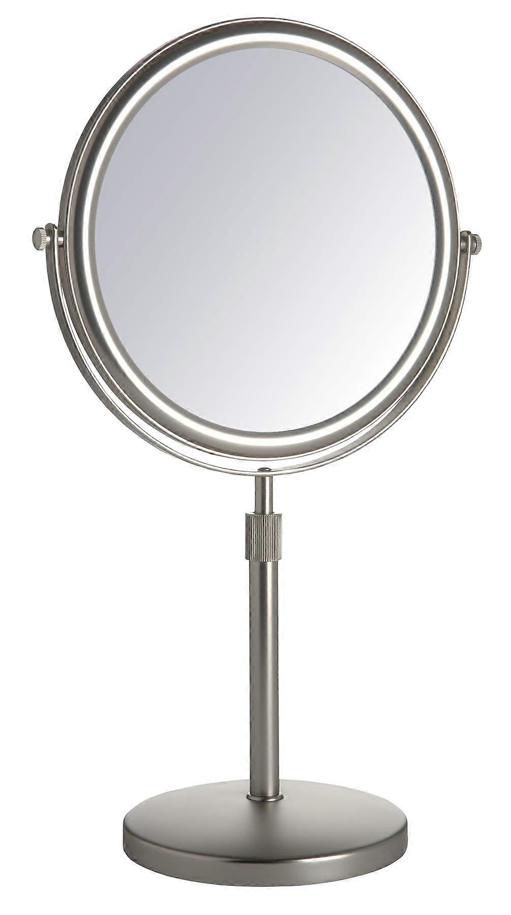 9-Inch Vanity Mirror with 5x Magnification, Nickel Finish, Telescopes From 16' to 21' High