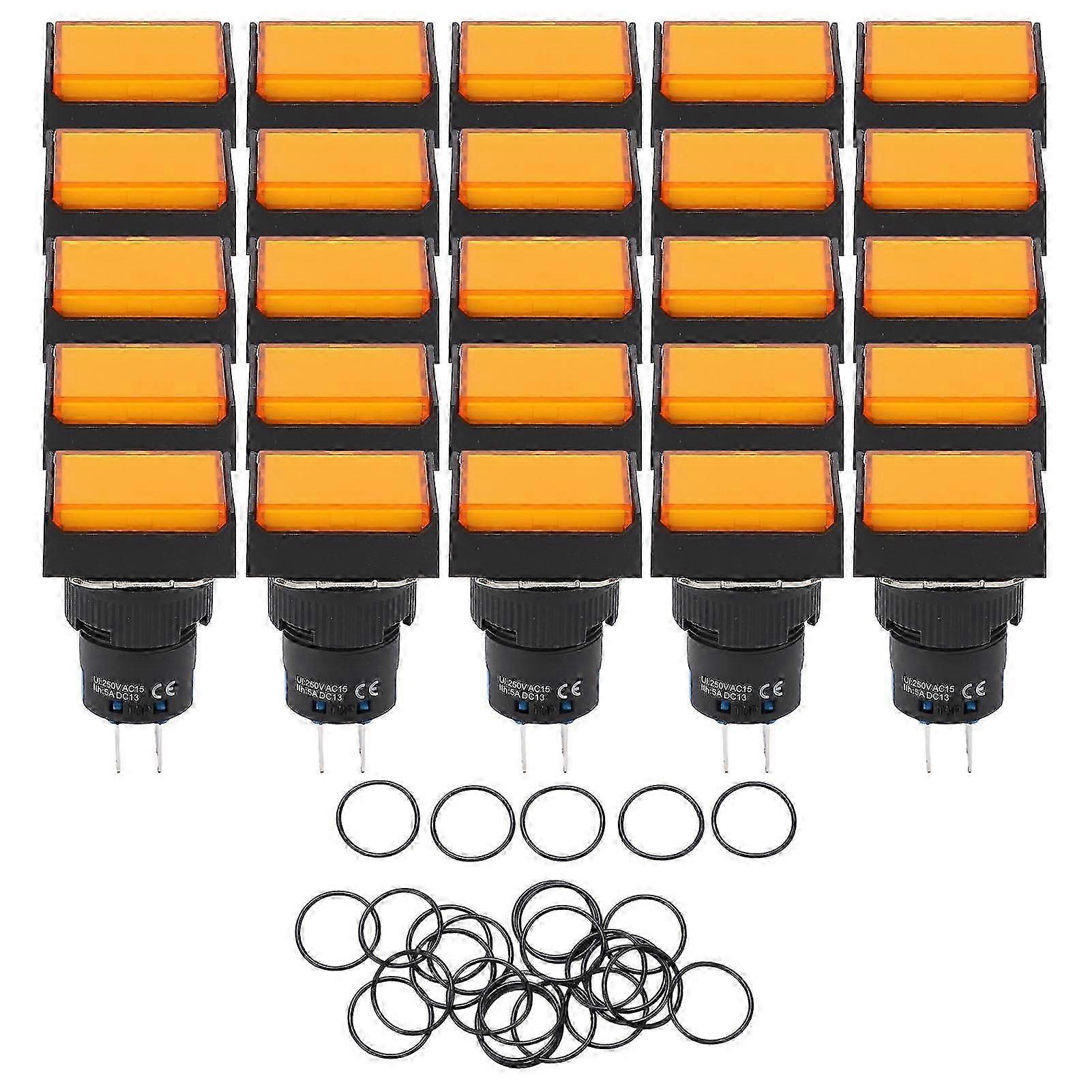 25Pcs Button Switch Push Industrial Equipment Control Component ABS with Washer AC0~240V