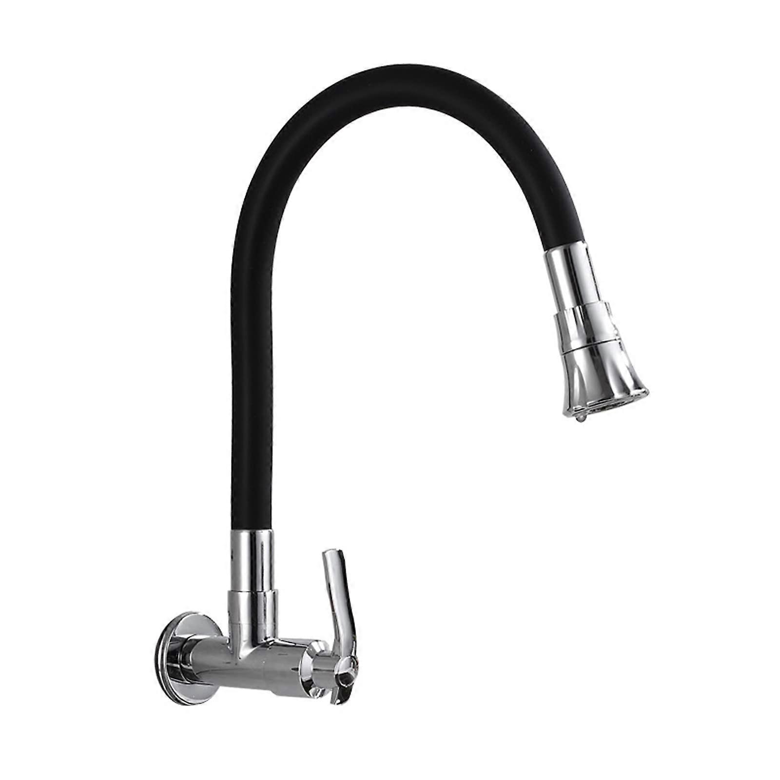 Wall Mount Kitchen Brass Single Cold Faucet with Dual Function Sprayer, Khaki Electroplated Single Handle Sink Tap
