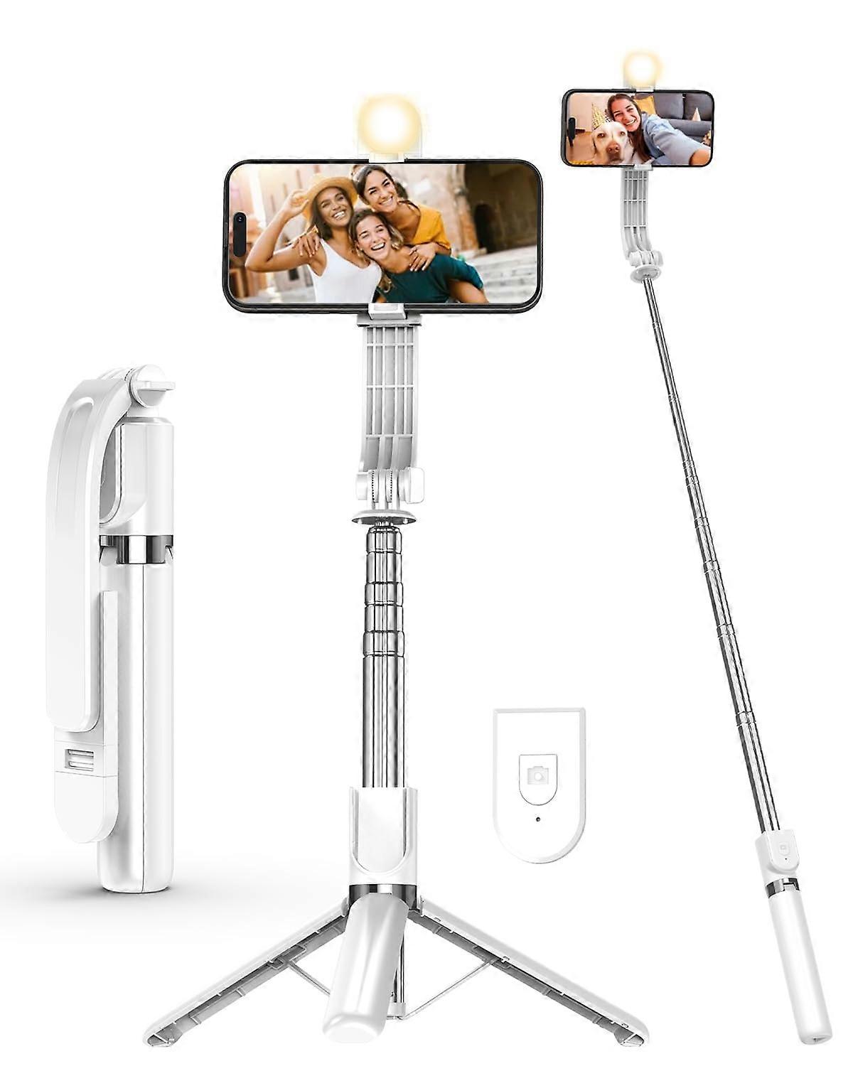 55' Phone Tripod & Selfie Stick,Cell Phone Tripods Stand with Wireless Remote,Phone Holder with Light
