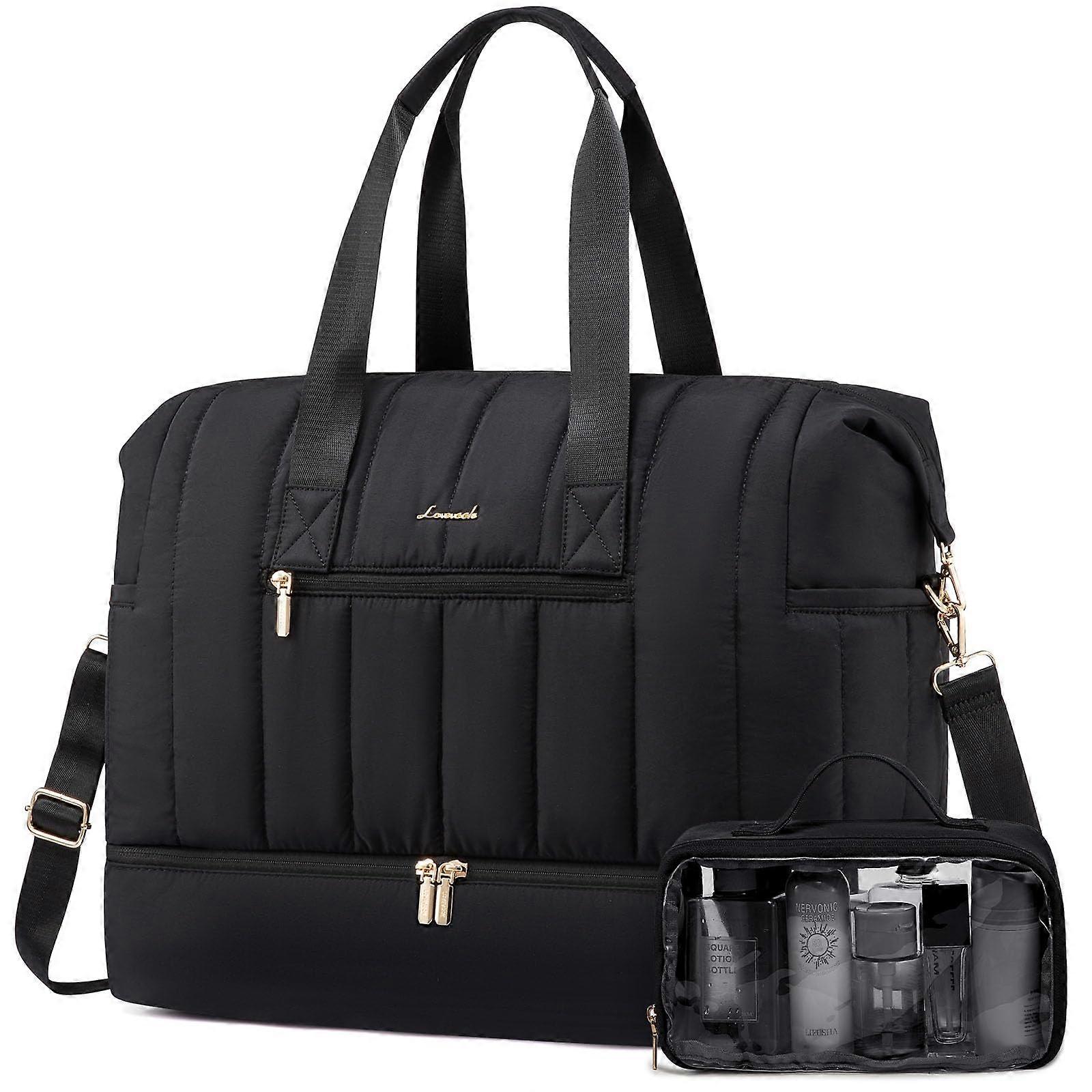Seyahat Duffle Bag with Shoe Compartment, 42L Women's Puffer Weekender Tote Set, Includes Toiletry and Overnight Bag