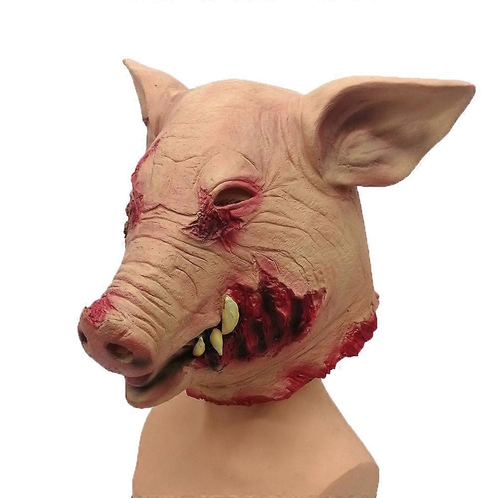 Rotten face pig head latex mask