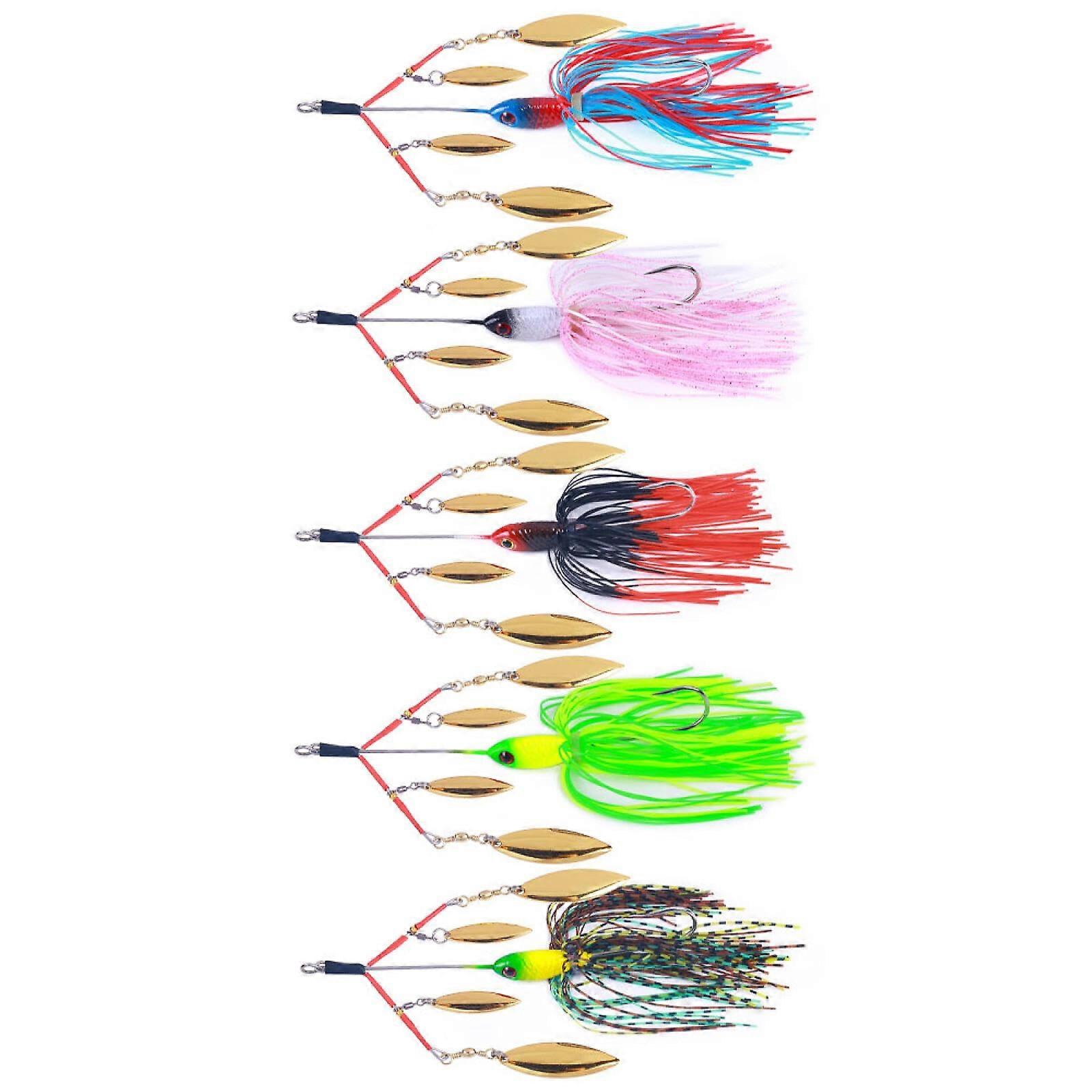 Spinnerbait Angelköder Kits Set, 5er Angelköder für Barsch, Lachsforelle