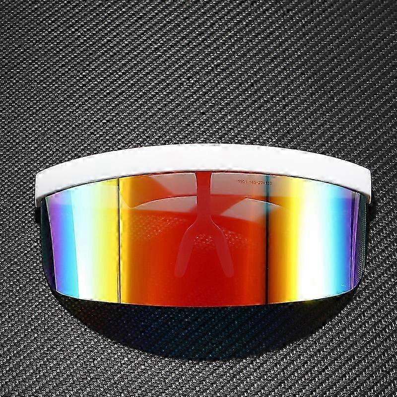 Oversized Mirror Colorful One Piece Rimless Men Mask Sunglasses Windproof Driving Big Frame Goggle Women Sunglasses Shades