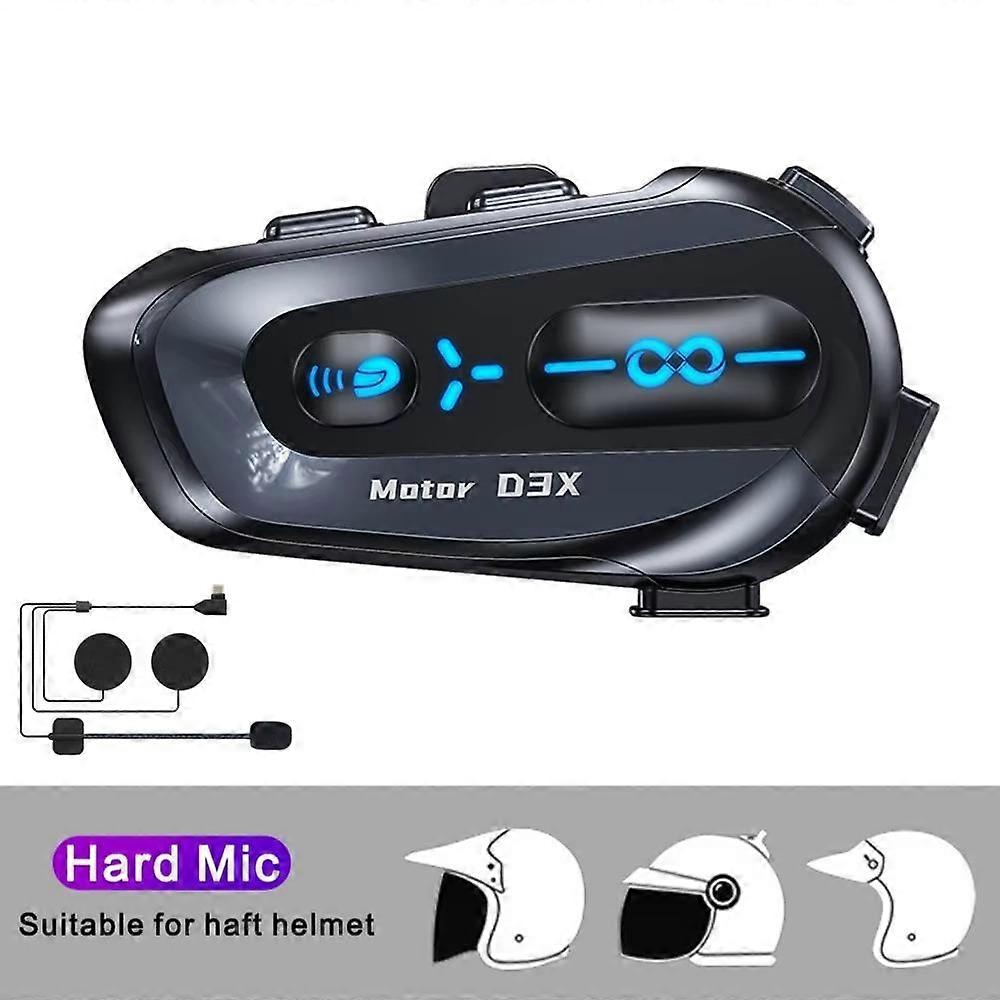 600M Intercom Bluetooth 5.3 EDR Helmet Headset with Music Sharing Motorcycle Wireless Earphone Hands-free Call Anti-interference Headphone for 6 Rider
