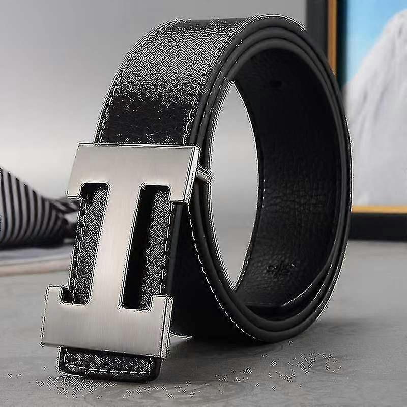 نمط جديد الأعمال الترفيه حقيقية بو الجلود H السلس مشبك ليتشي حزام الحبوب للرجال الخامس