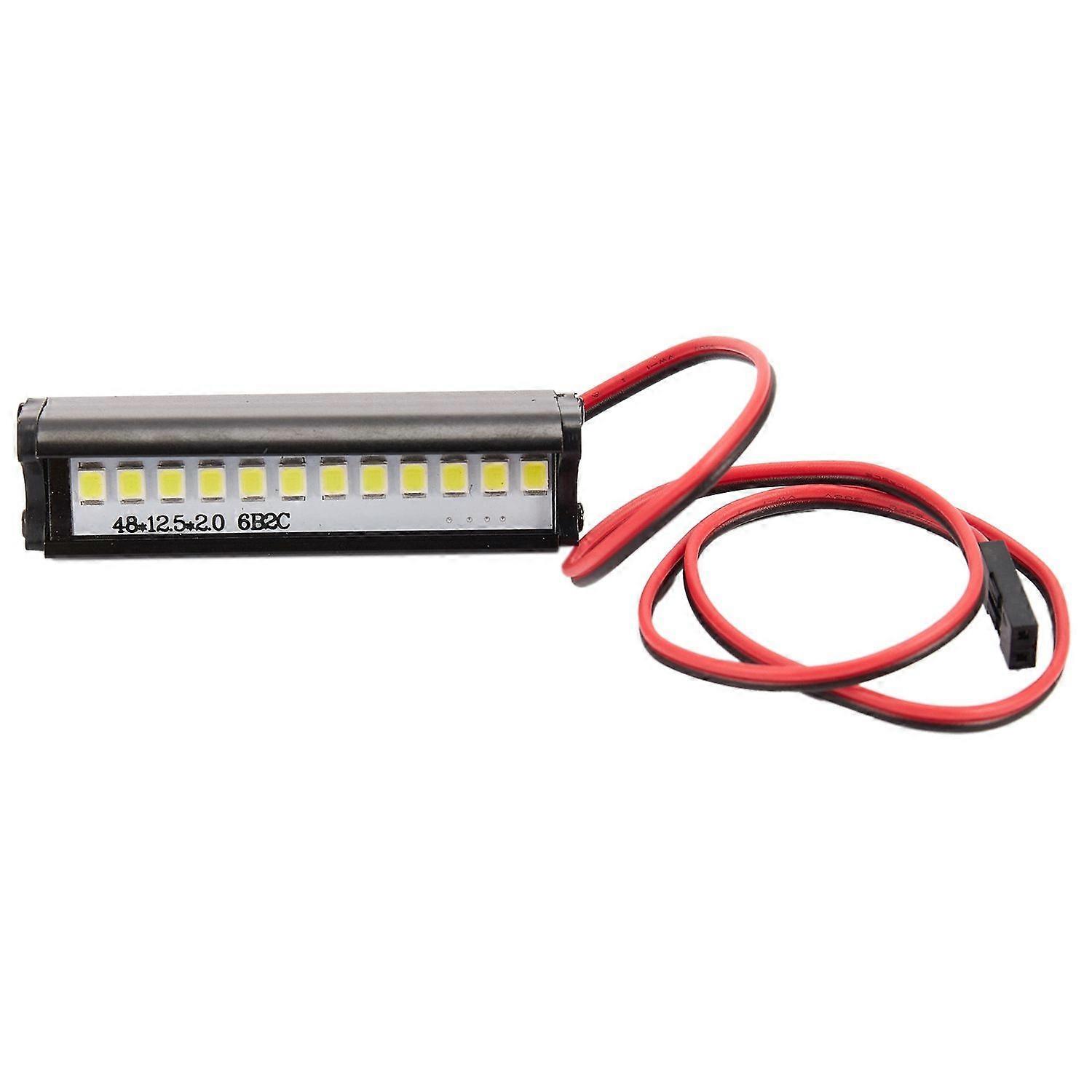 1Pcs RC 12 LED Barre Lumineuse Métal Lampe De Toit pour SCX10 KM2 CC01 D90 90046 90047 RC Chenilles, 50Mm/1.97 pouces