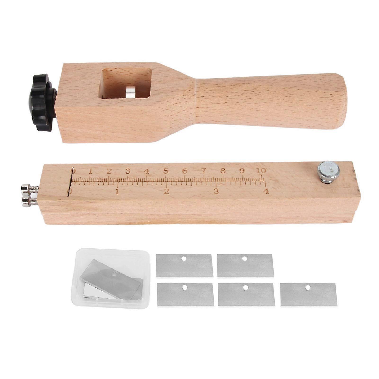 Leather Strap Cutter Adjustable DIY Hand Leather Strap Strip Cutting Tool with 5 Replacement Blades