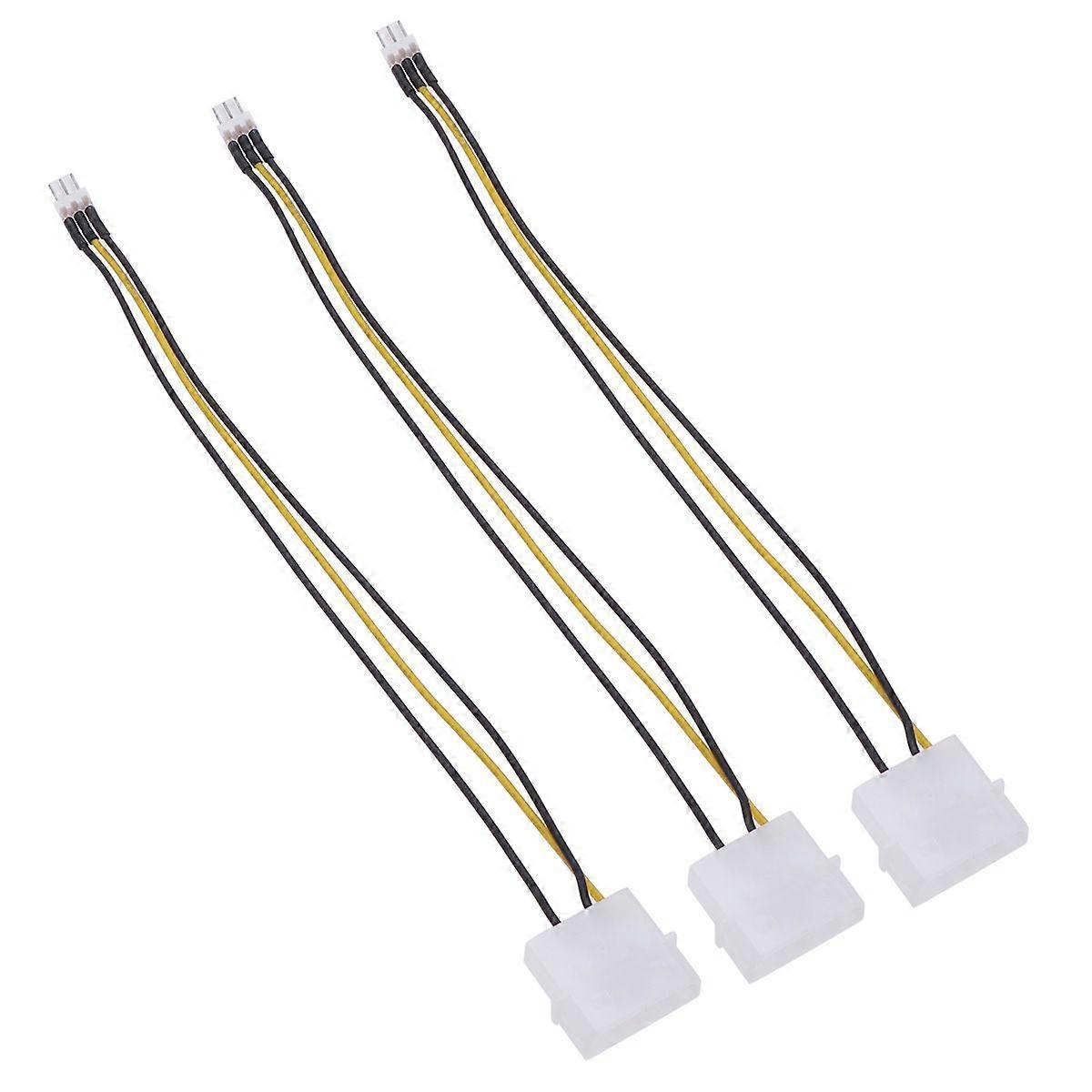 3pcs 4-Pin to 3-Pin PC Computer Case Fan Splitter Extension Cord Power Connector Adapter Cable