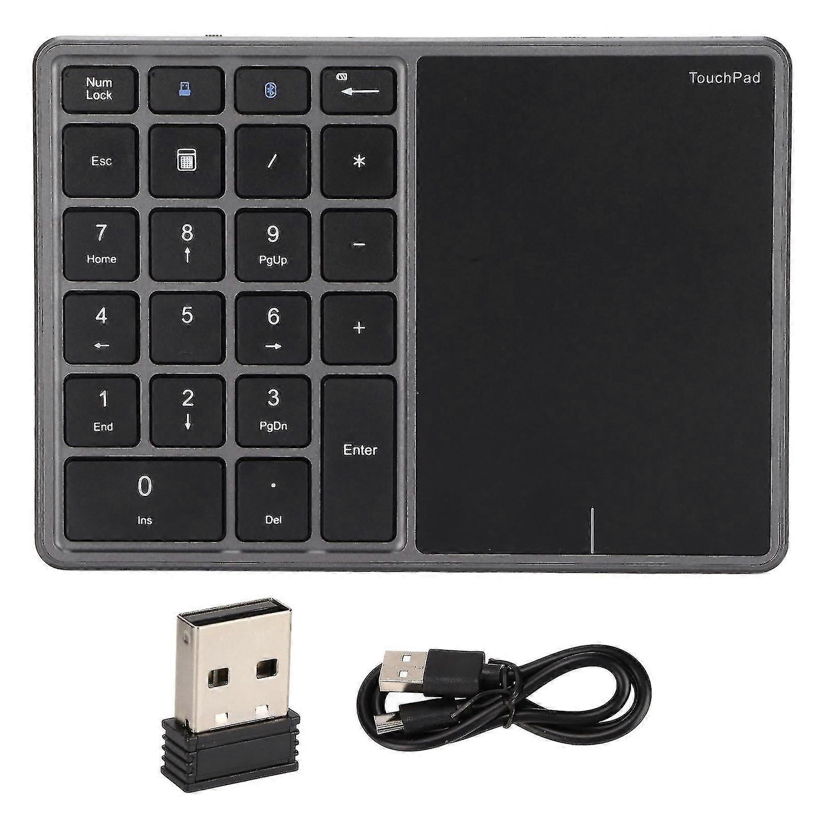 Wireless Numeric Keypad 2.4g 22 Keys Touch Screen Lightweight Portable Type C Abs Mini Number Pad For Study Work Gray