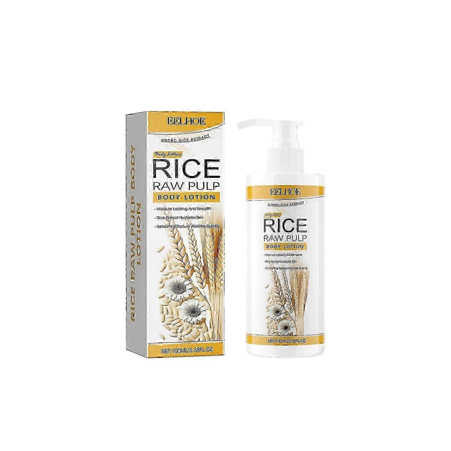 EELHOE Rice Raw Pulp Body Lotion, hellschwarz Anti-Trockenheit Zart Hell Und Weiß Körperlotion