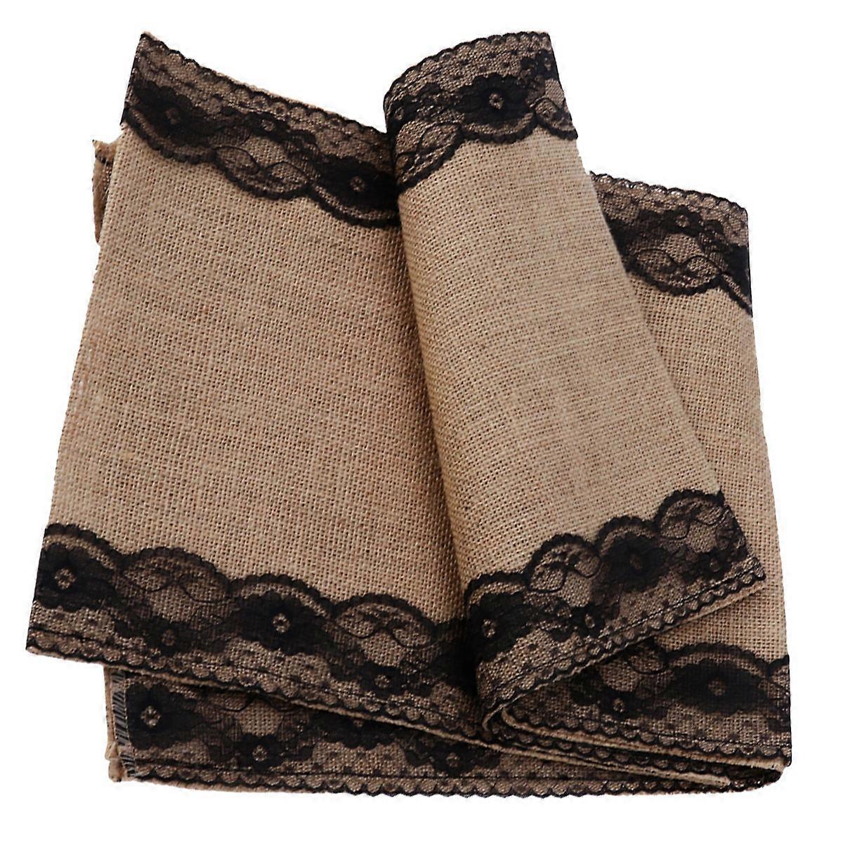 Table Runner Decor, Burlap and Lace for Rustic Weddings and Holiday Feasts