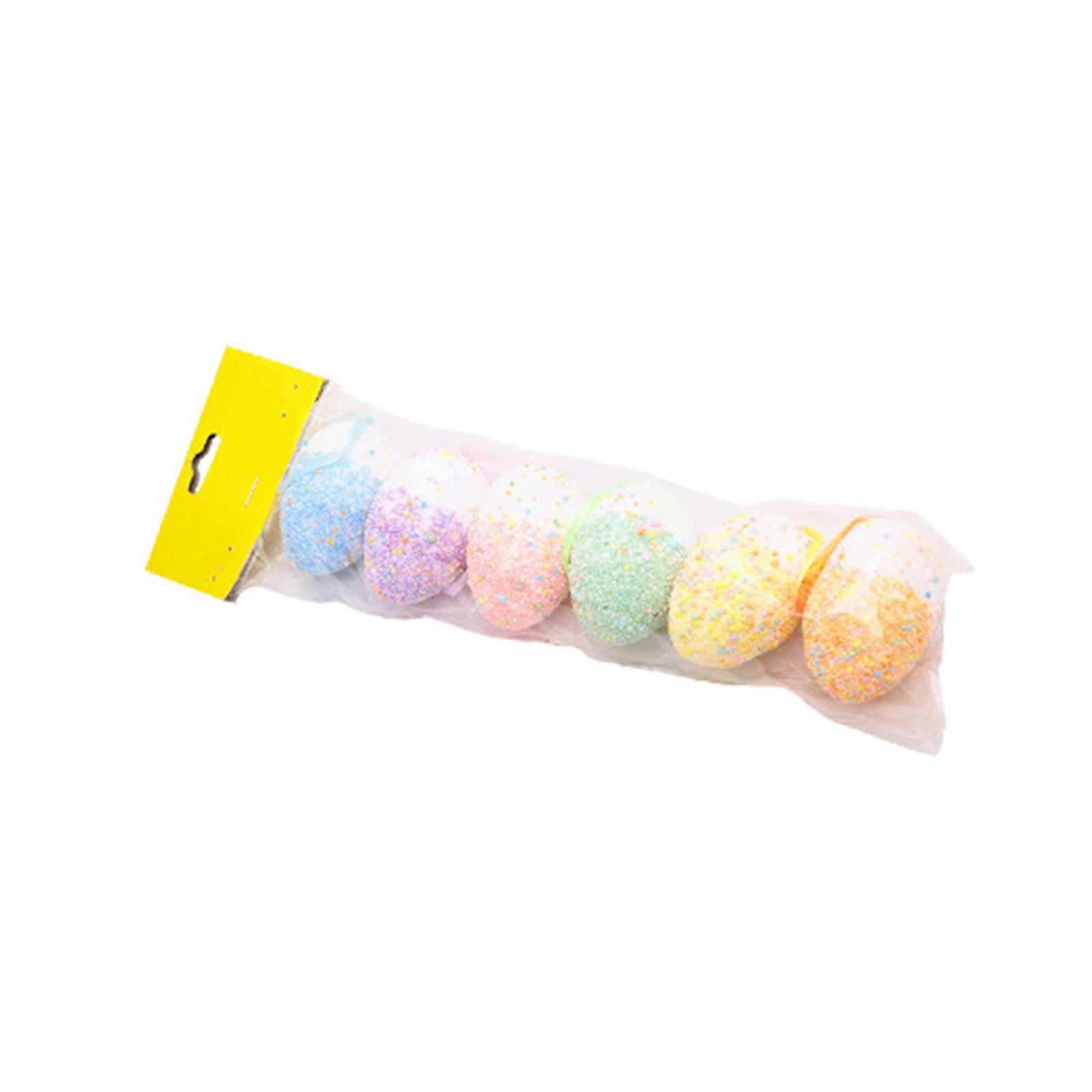 6 Pcs Easter Simulation Egg Hanging Ornaments Colorful Foam Easter Egg Hanging Pendant for Easter Basket DIY Crafts Home