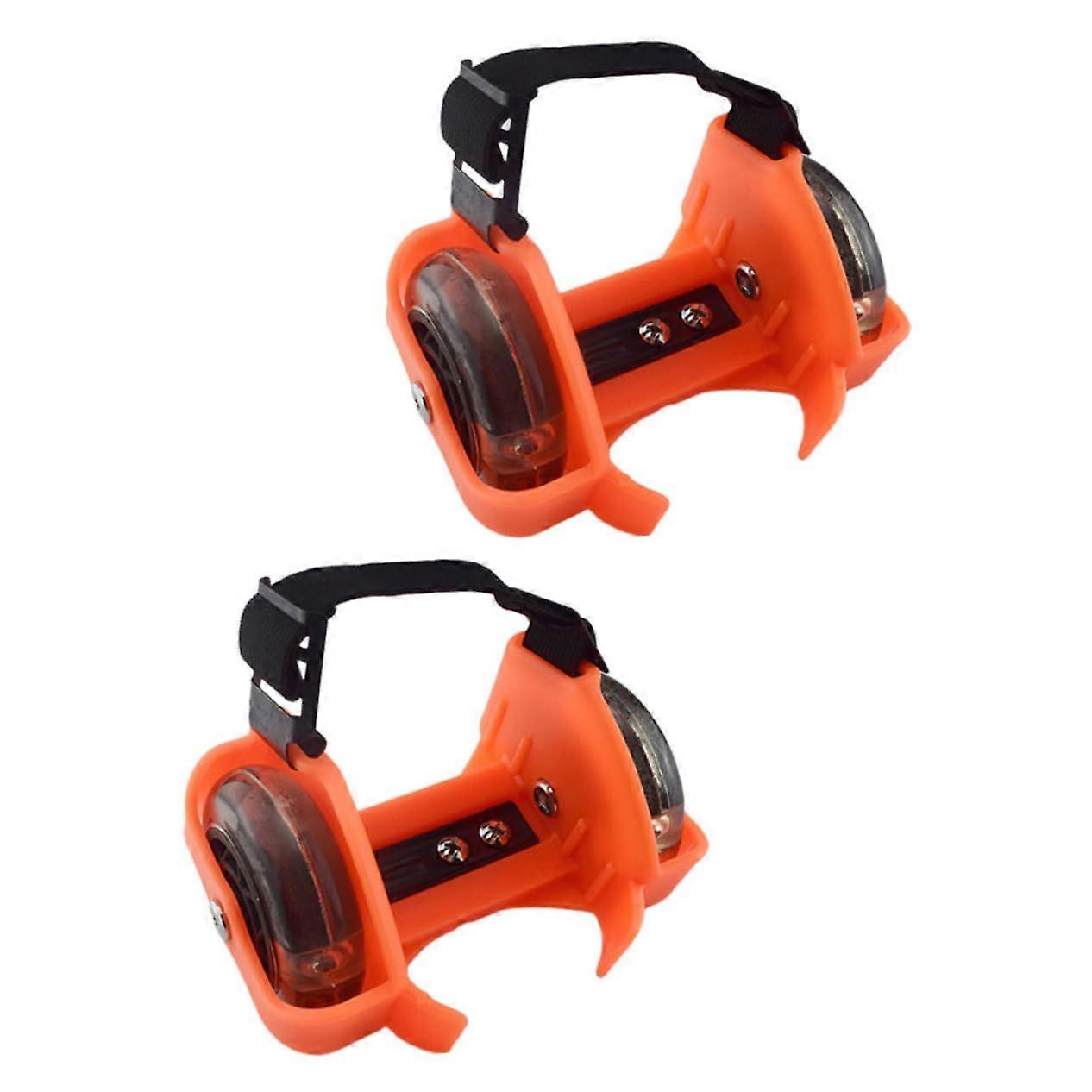1 Pair of Roller Skates, Adjustable Heel Wheel, Skate Shoes, Sturdy, Orange PVC