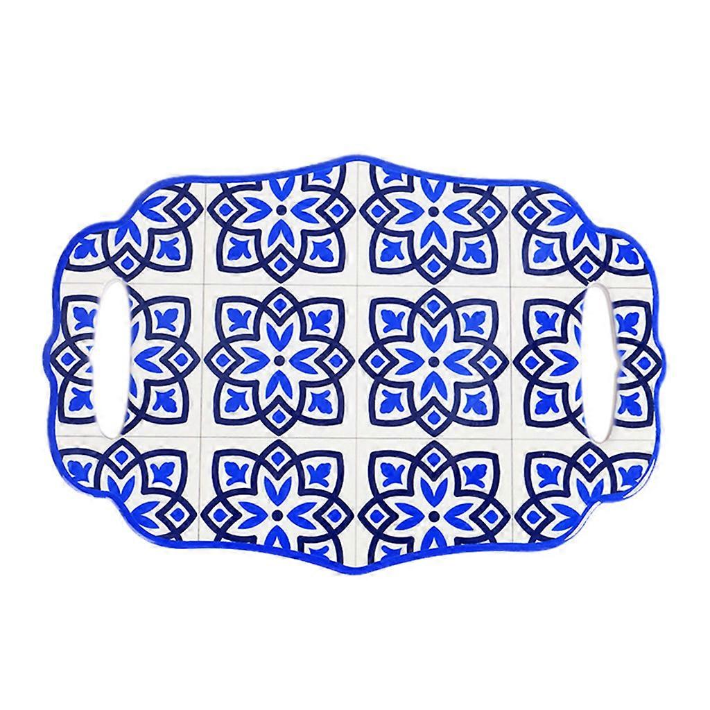 Nordic Rectangle Ceramic Table Placemat Retro Blue White Porcelain Pattern Heat Insulation Pot Pad Non-Slip Cup Coaster