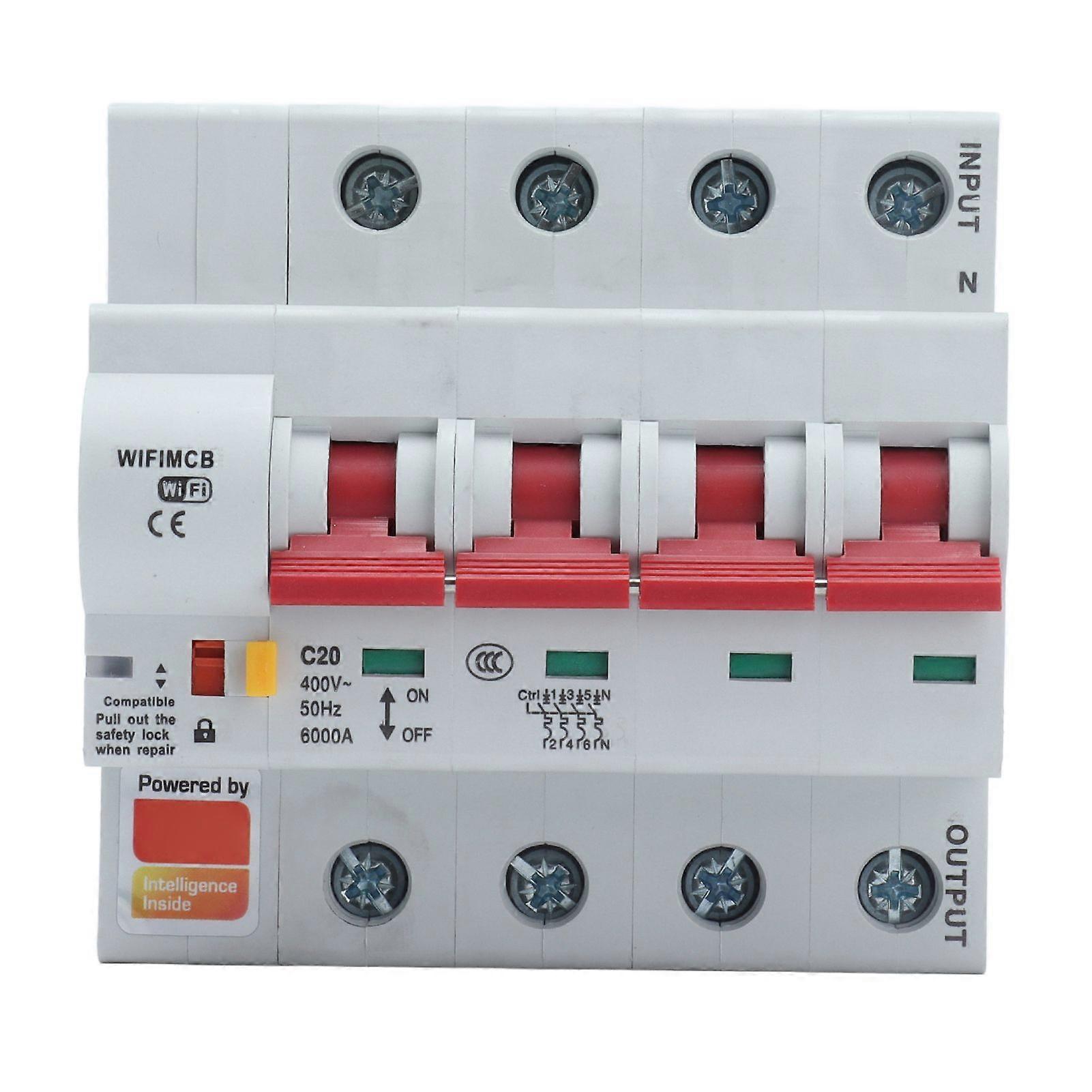 High quality  4P Intelligent Remote Switch WIFI Bluetooth Circuit Breaker (AC