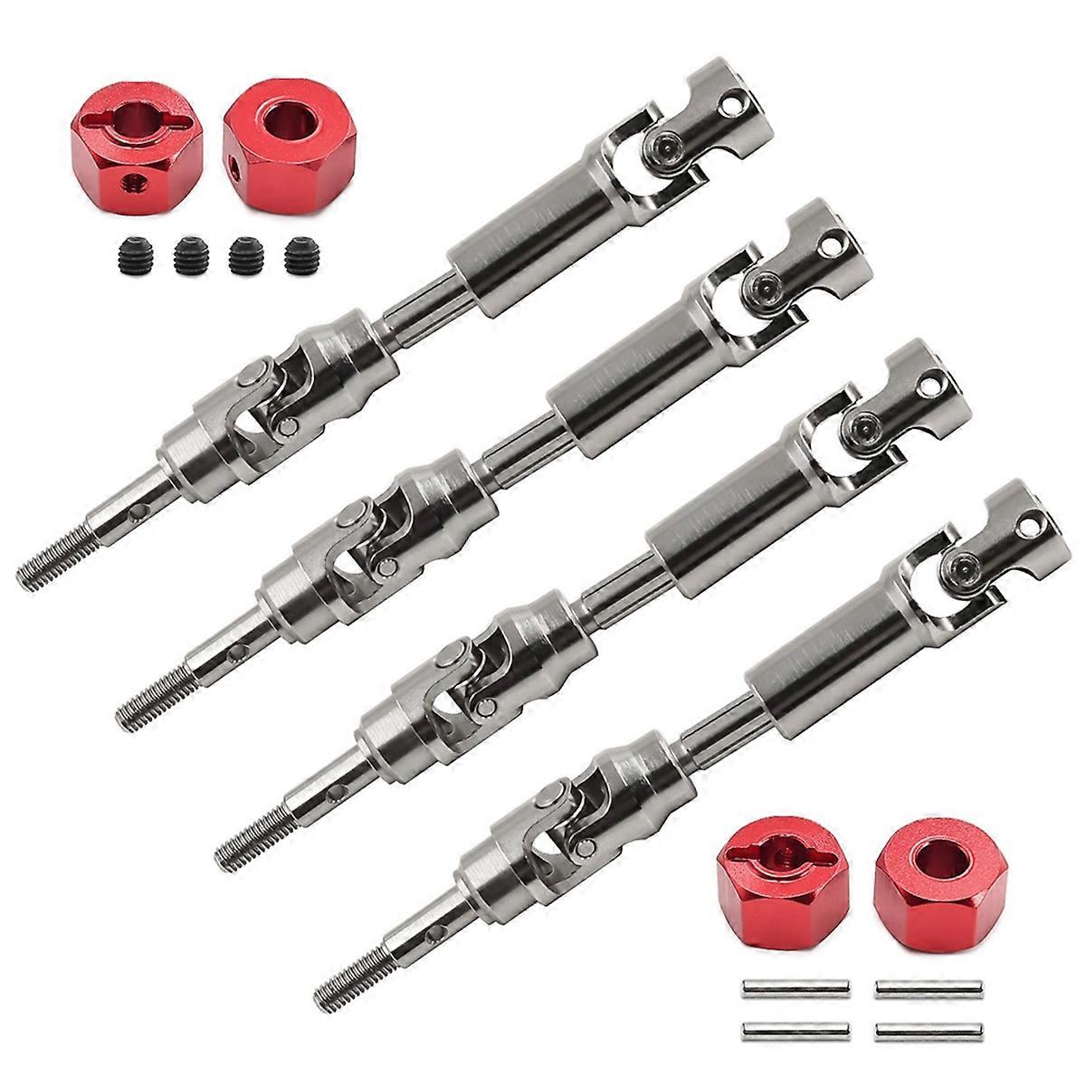 Semiasse anteriore in acciaio inossidabile e albero di trasmissione posteriore per parti di aggiornamento per mini auto RC argento e rosso