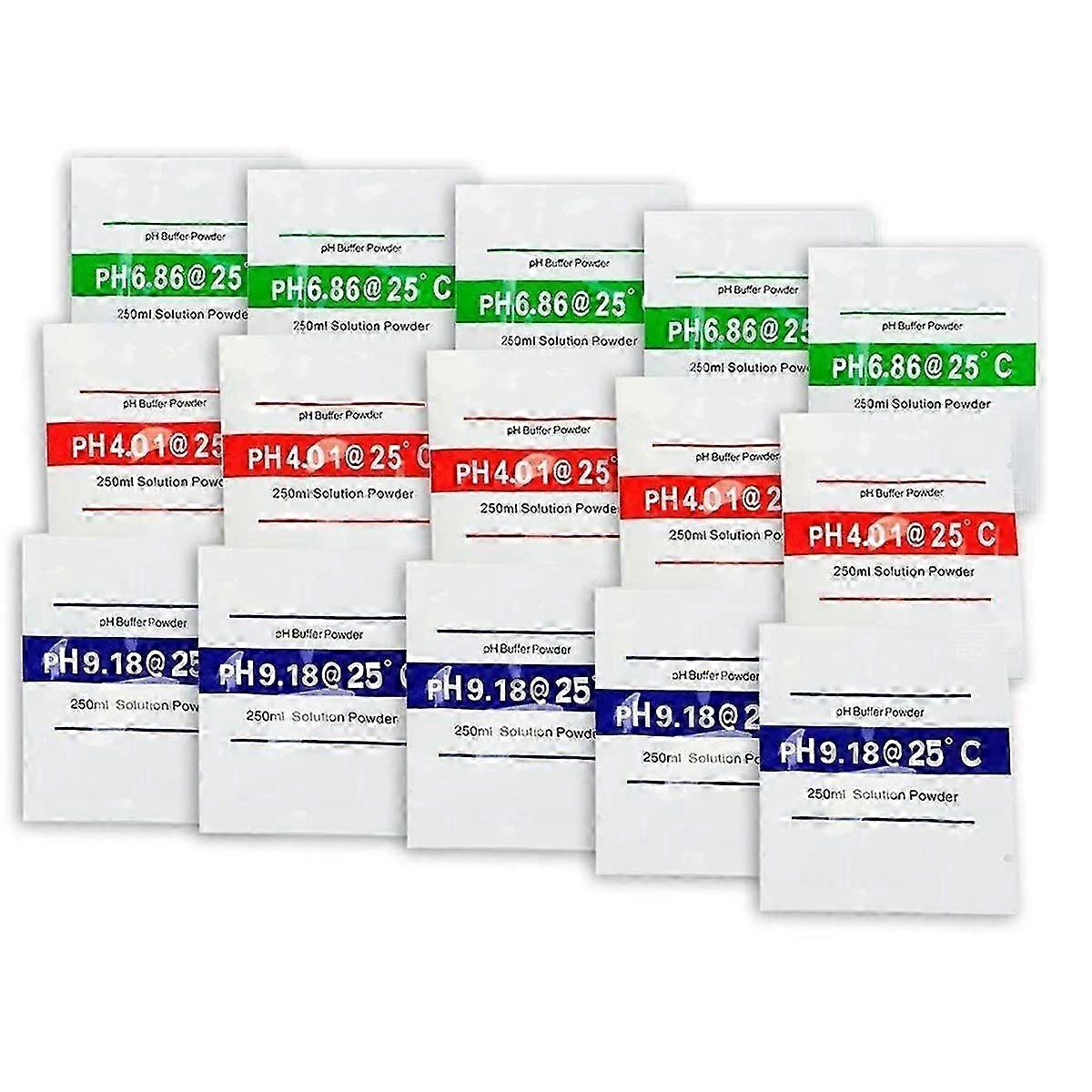 15 Pack PH Meter Buffer Solution Powder 6.86/4.00/9.18, PH Calibration Solution Packets compatible with Precise