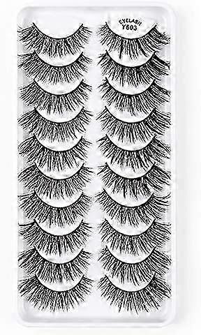 10 paires de faux cils moelleux 3D - Longs, naturels, réutilisables et réutilisables
