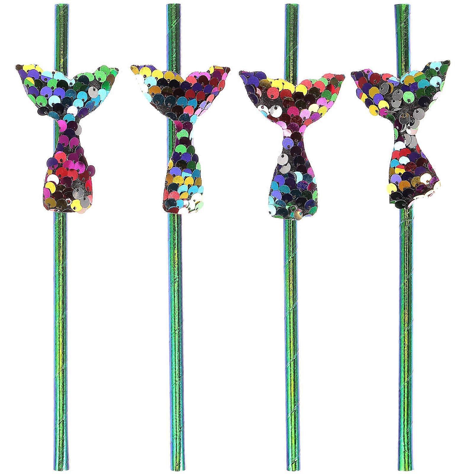 Mermaid Party Bag Fillers Paper Straws For Drinking Birthday Parties Party Organizers 4Set