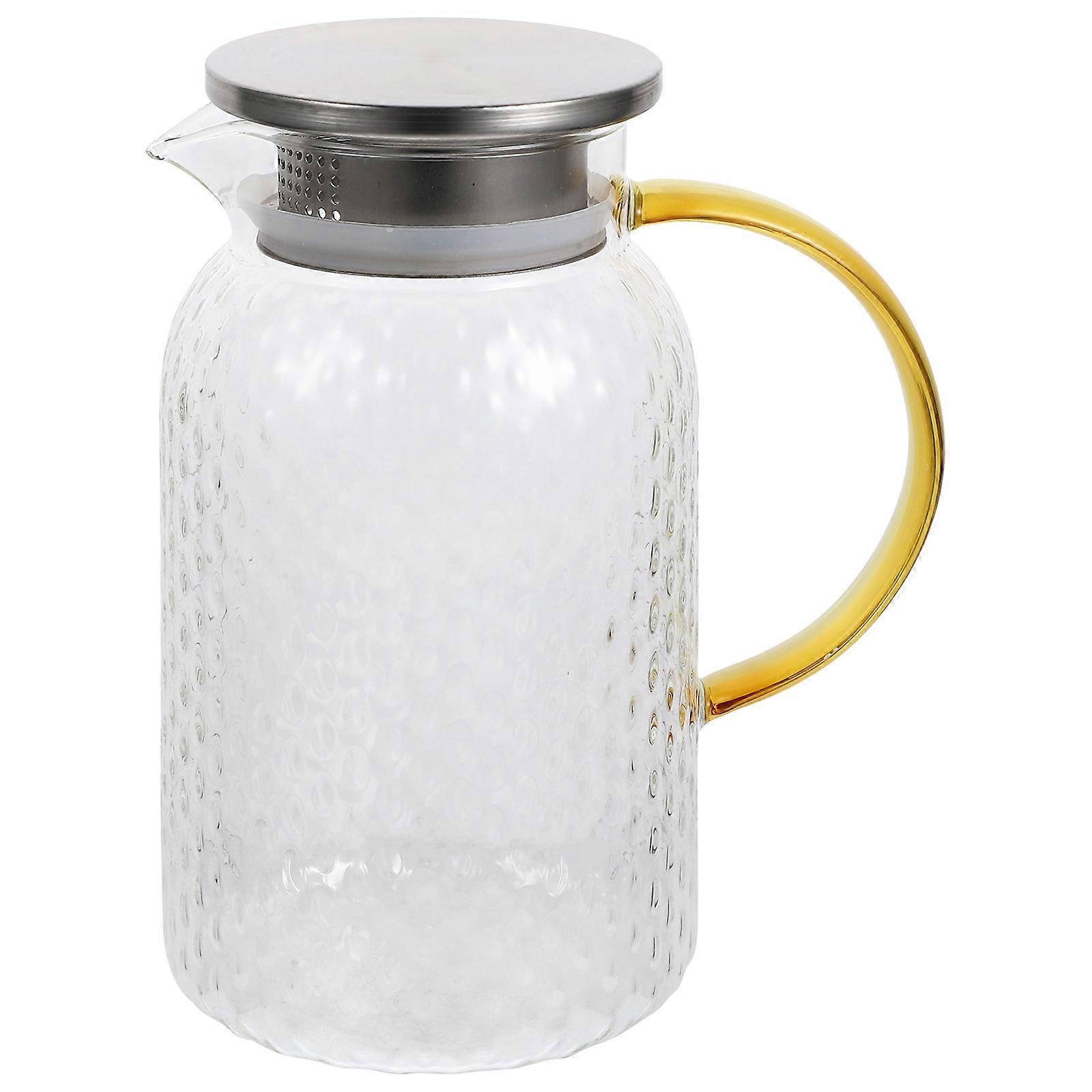 Glass Water Jug Simple Design For Storage Holder Hammered Pattern 1500ml 1Set