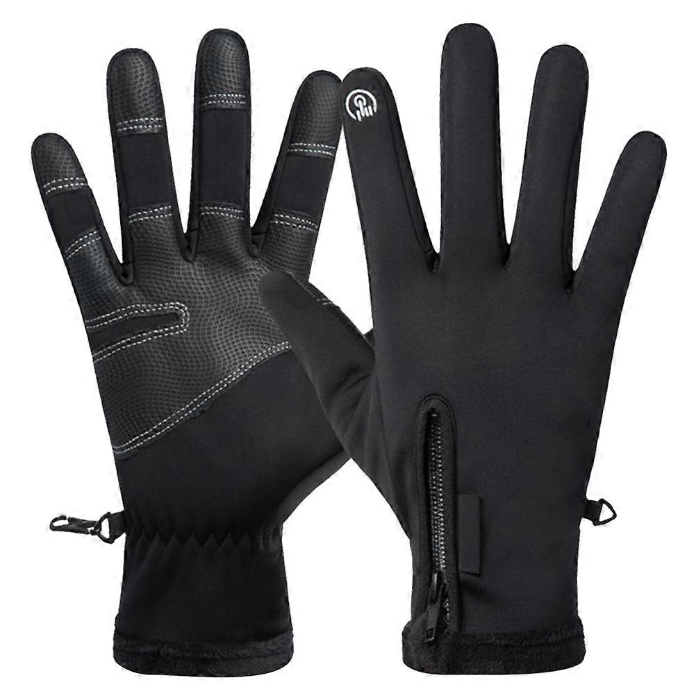 Windproof Warm Winter Riding Gloves for Touch Screen Use – Outdoor Mountain Bike Gloves for Men – XXL Size, Black