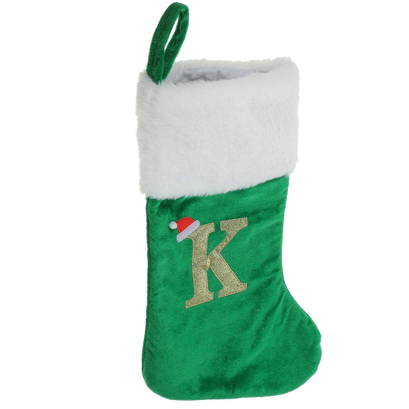 Holiday Stocking Home Decoration Sock-Shaped For Christmas Tree Fireplace Green 46x27cm 1Pack