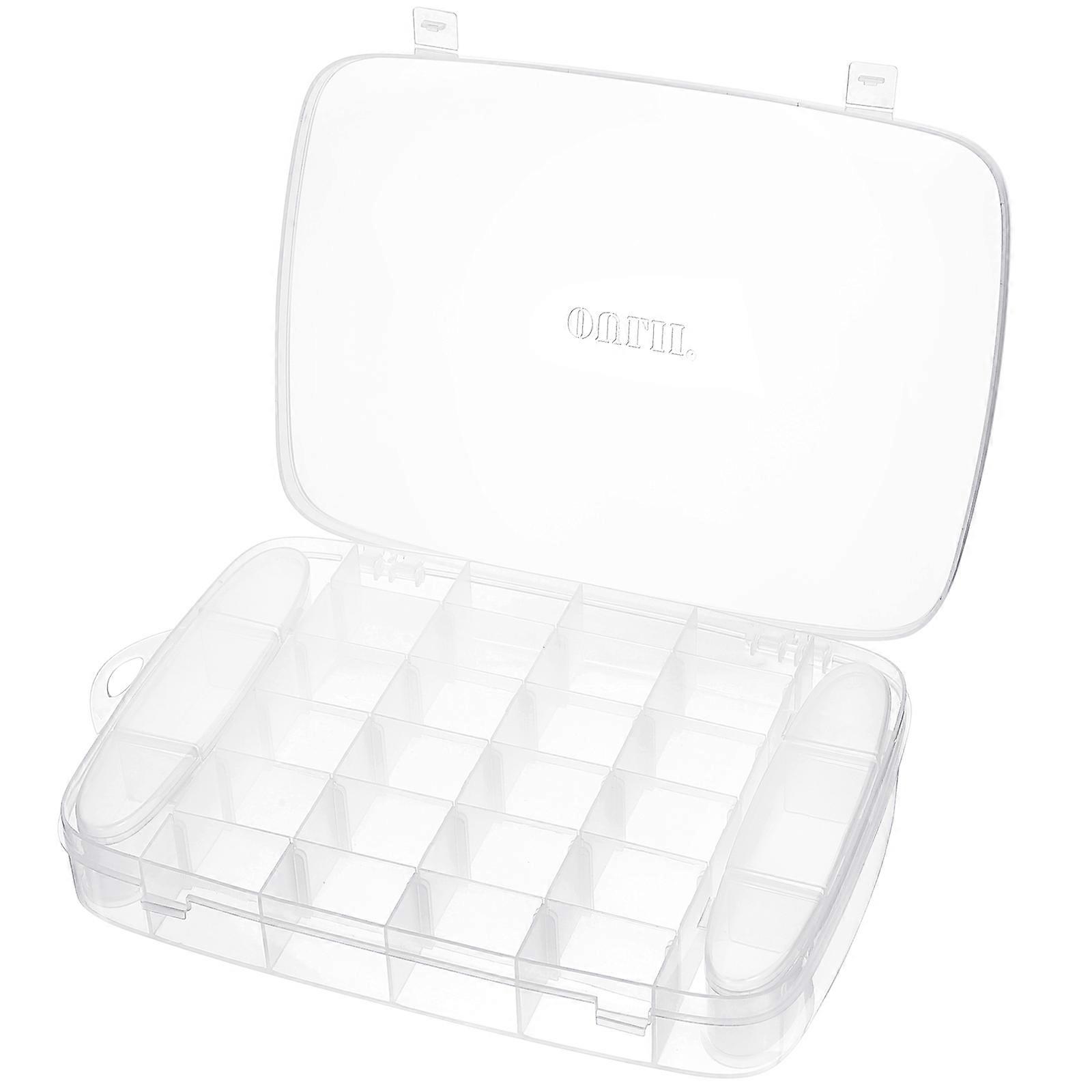 Transparent Storage with Dividers Portable 30-Grid Design for Jewelry and 29 x 4.5 Cm Clear Hard Plastic 1Set