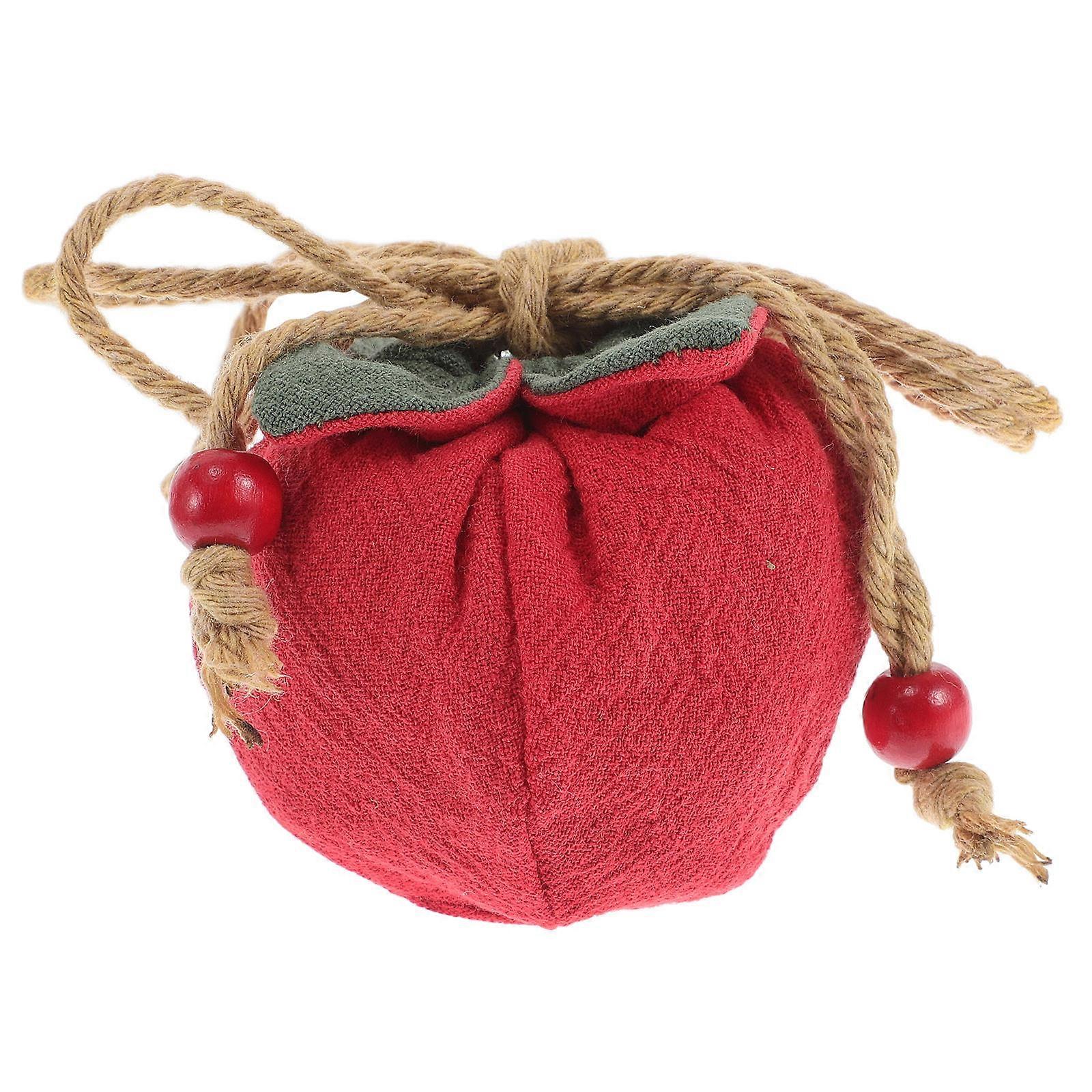 Persimmon Chinese Sachet Pendant With Blessing Bag For Office Decor Feng Shui Ornament Red 1Set