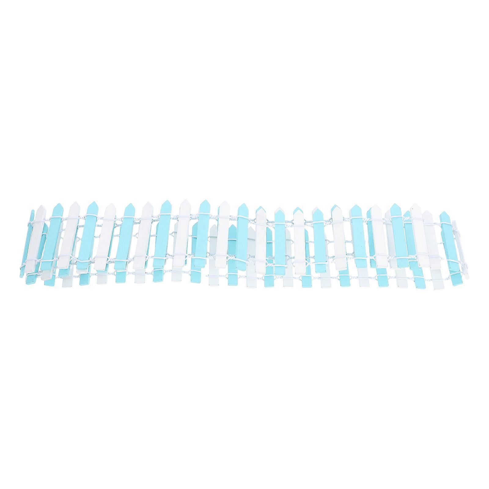 Miniature Fence Wooden Garden Accessory for Crafts Functional Barrier Sky-Blue 90.00X5.00X0.20CM Decorative Element 1Set
