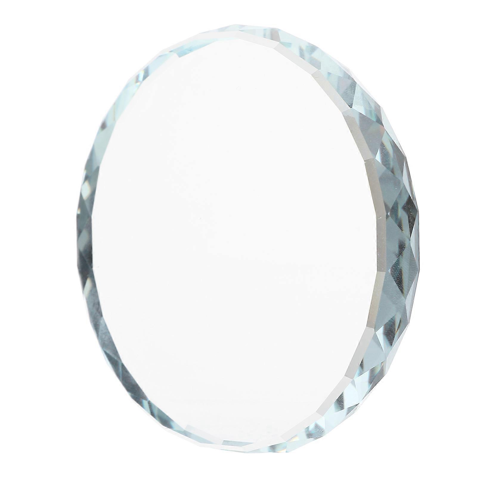 Crafts Display Base Round Glass Tray For Collectibles Home Decoration 12X12cm Diamond Cut Edge Storage 1Set