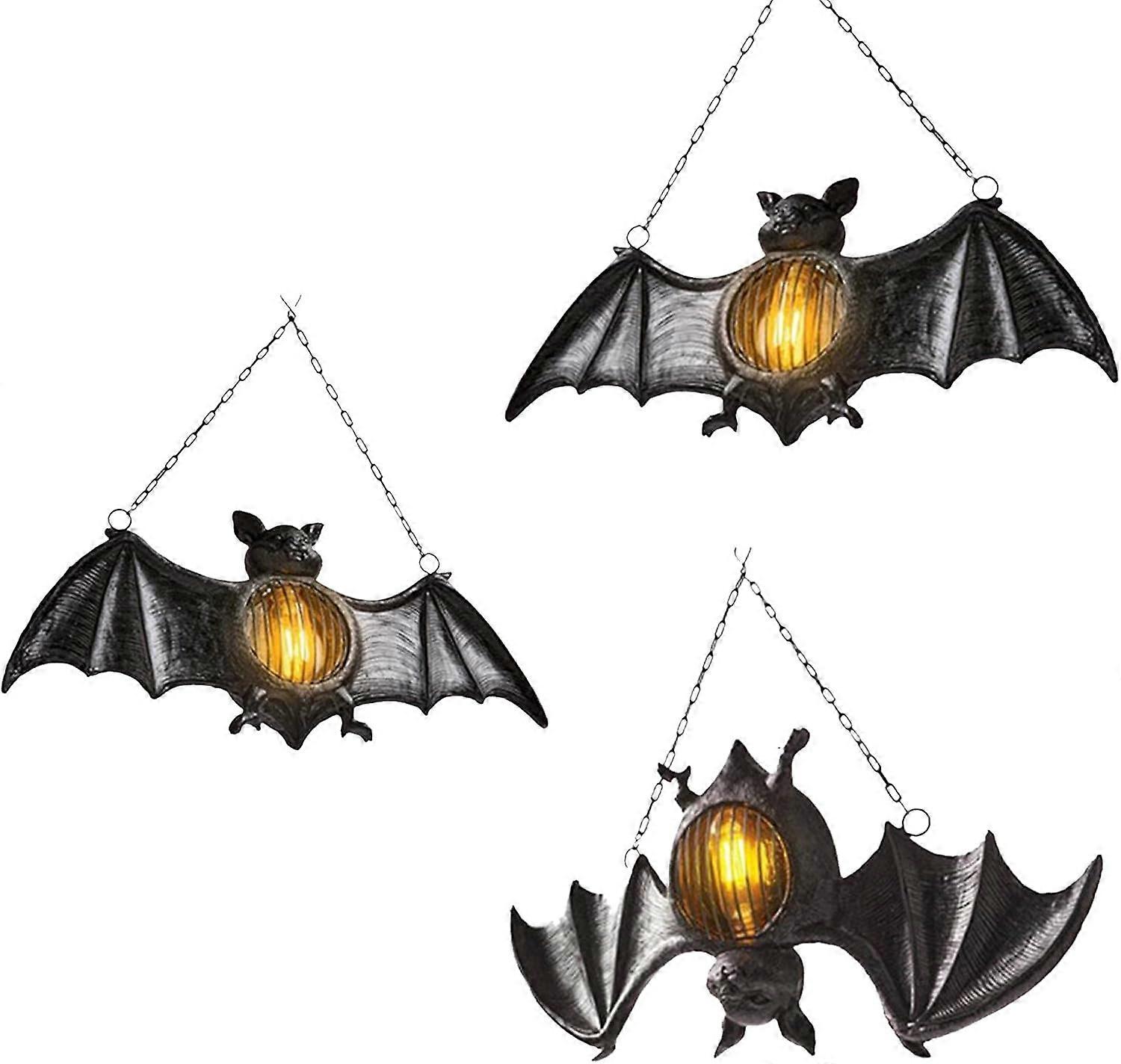 Horror Bat Simulation LED Lantern, Halloween Decoration,Vintage Style Bat Pendant, Flameless Light