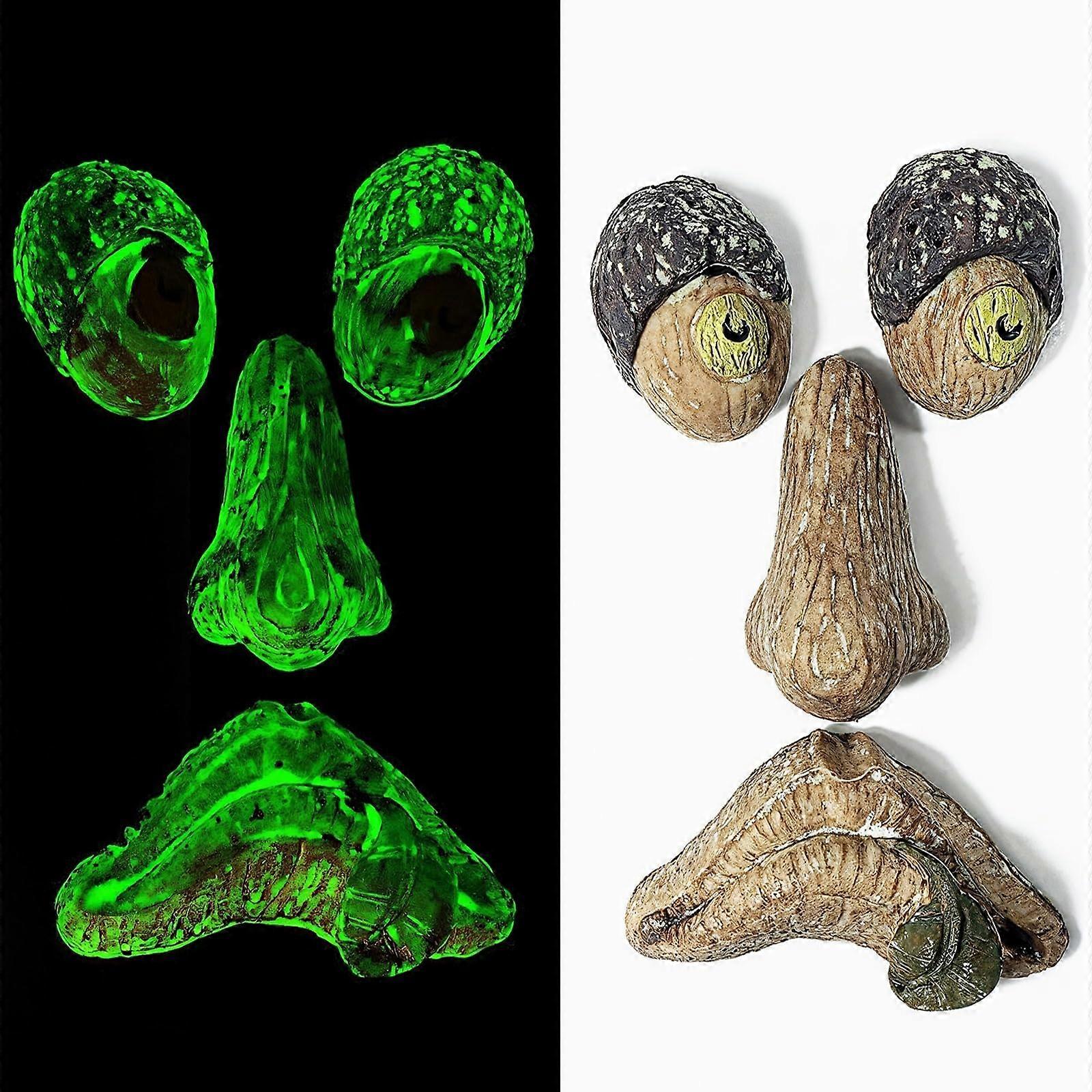 Glow in the Dark Tree Face Decoration, Realistic Resin Trunk Design for Halloween and Easter Garden Decor