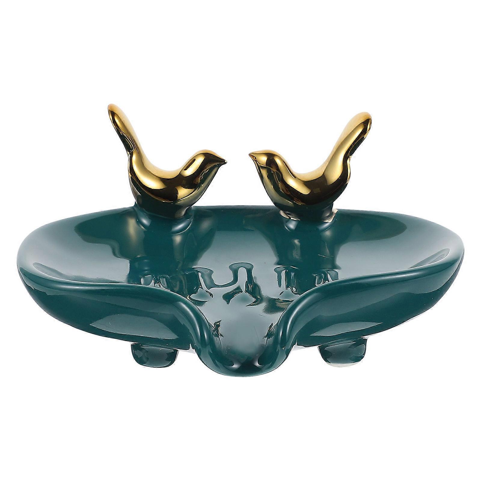 Ceramic Soap Box for Drainage Use 1Pcs Green Draining Soap Stand