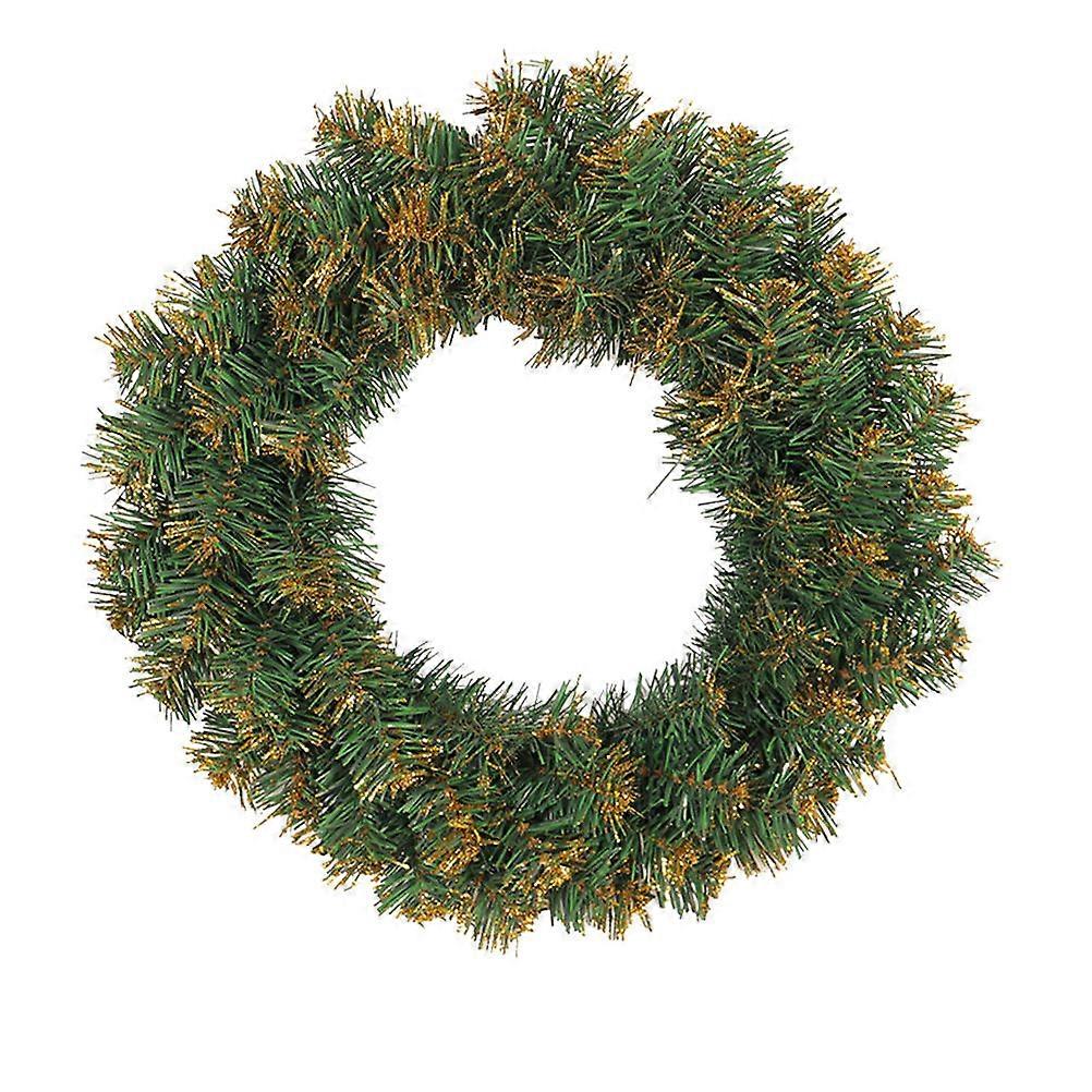 Artificial Pine Branches Green Plants Wreaths Christmas Decoration Home Decor Circular 30cm Golden 1Set